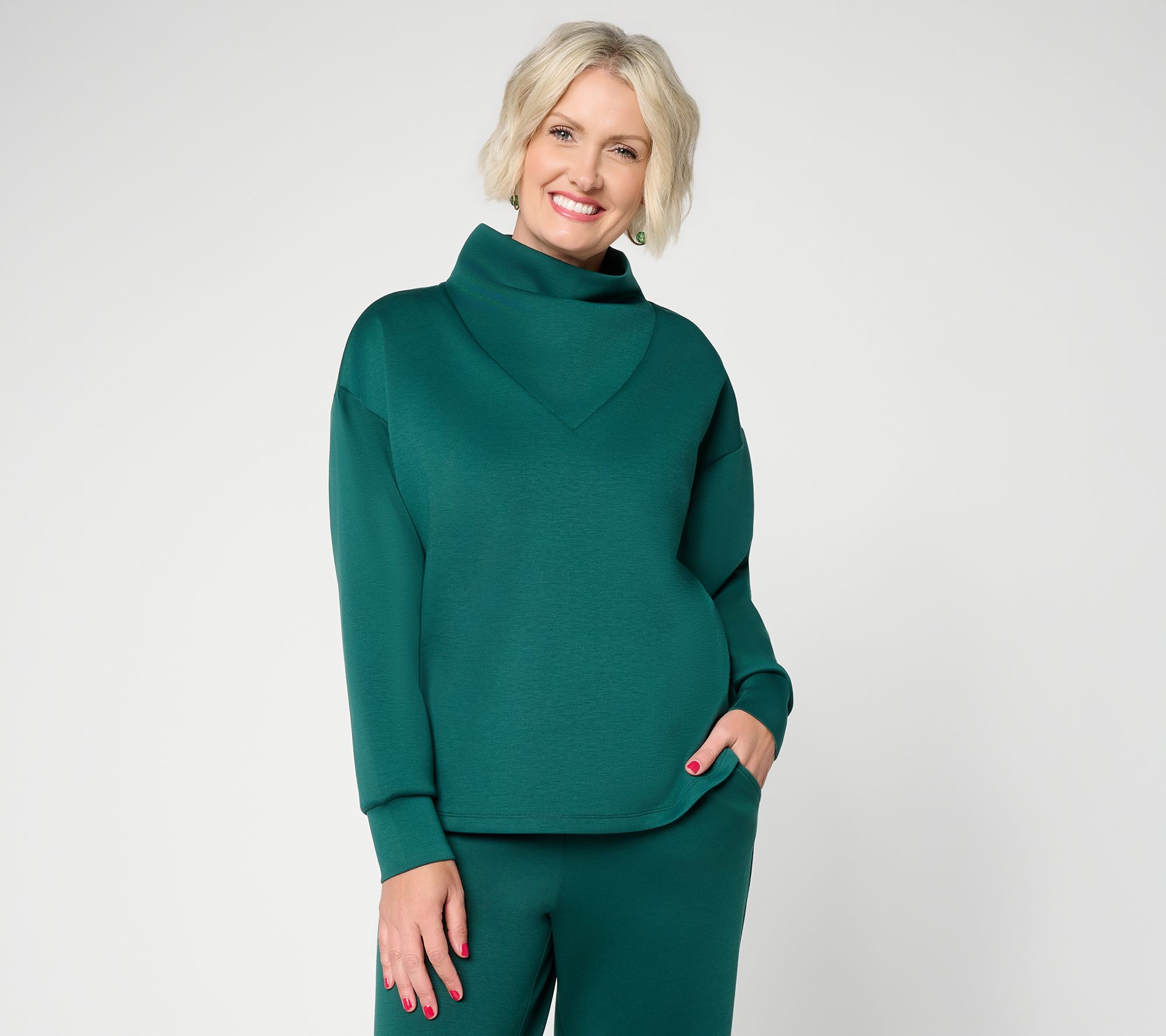 Carla Rockmore Collection Statement Scuba Cowl Neck Sweatshirt