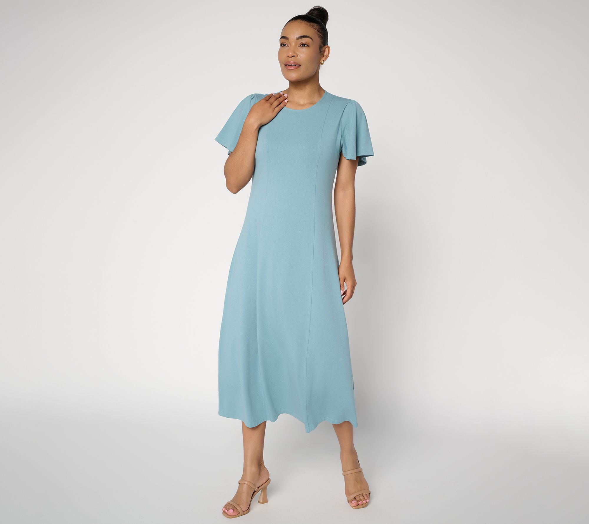 "As Is" Peace Love World Petite Midi Length Crew Neck Dress