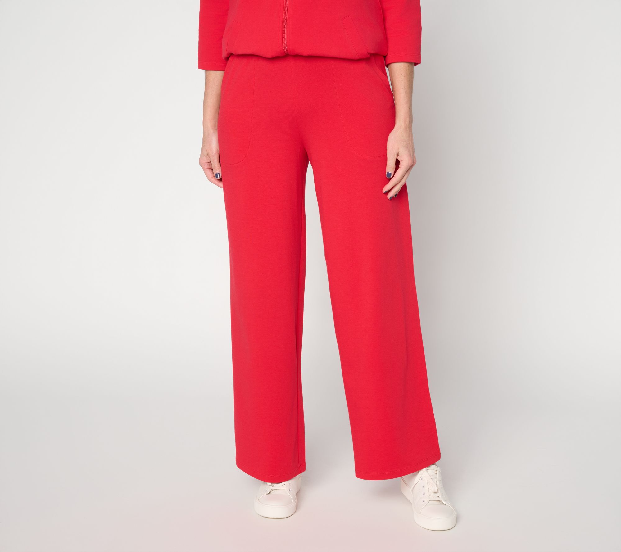 "As Is" Denim & Co. Beach Jersey Petite Print or Solid Wide Leg Pants