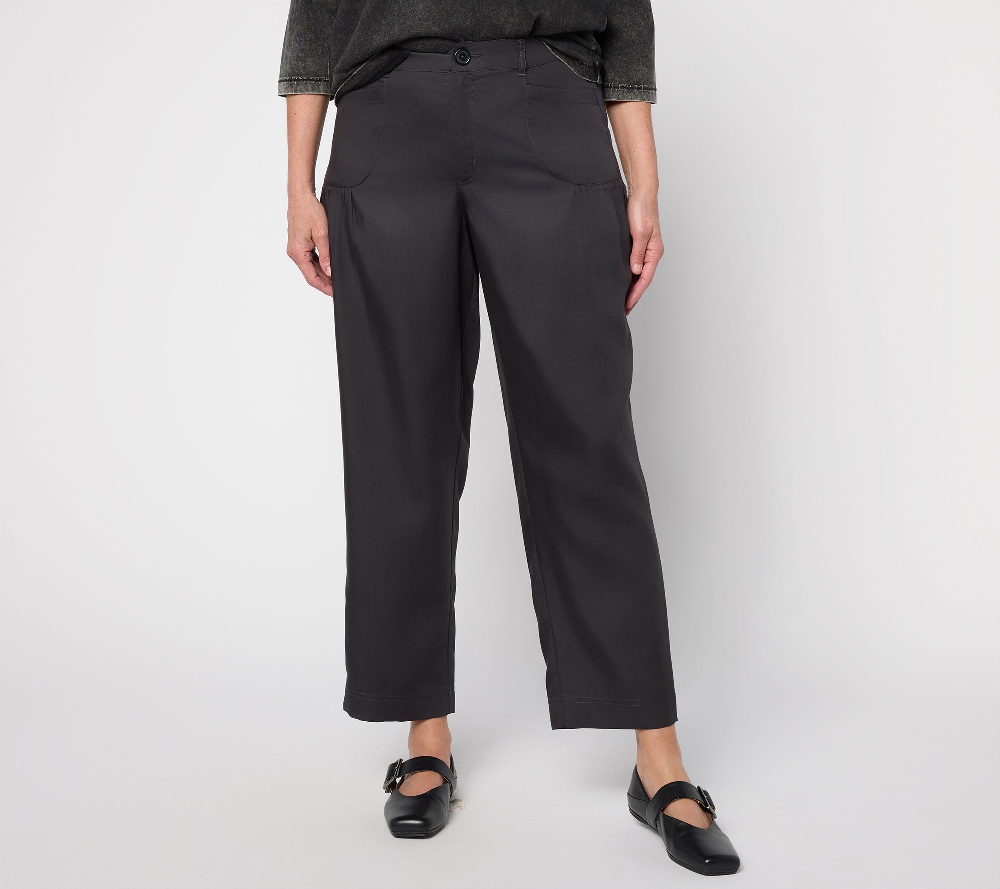 "As Is" LOGO by Lori Goldstein Petite Woven Ankle Length Pants