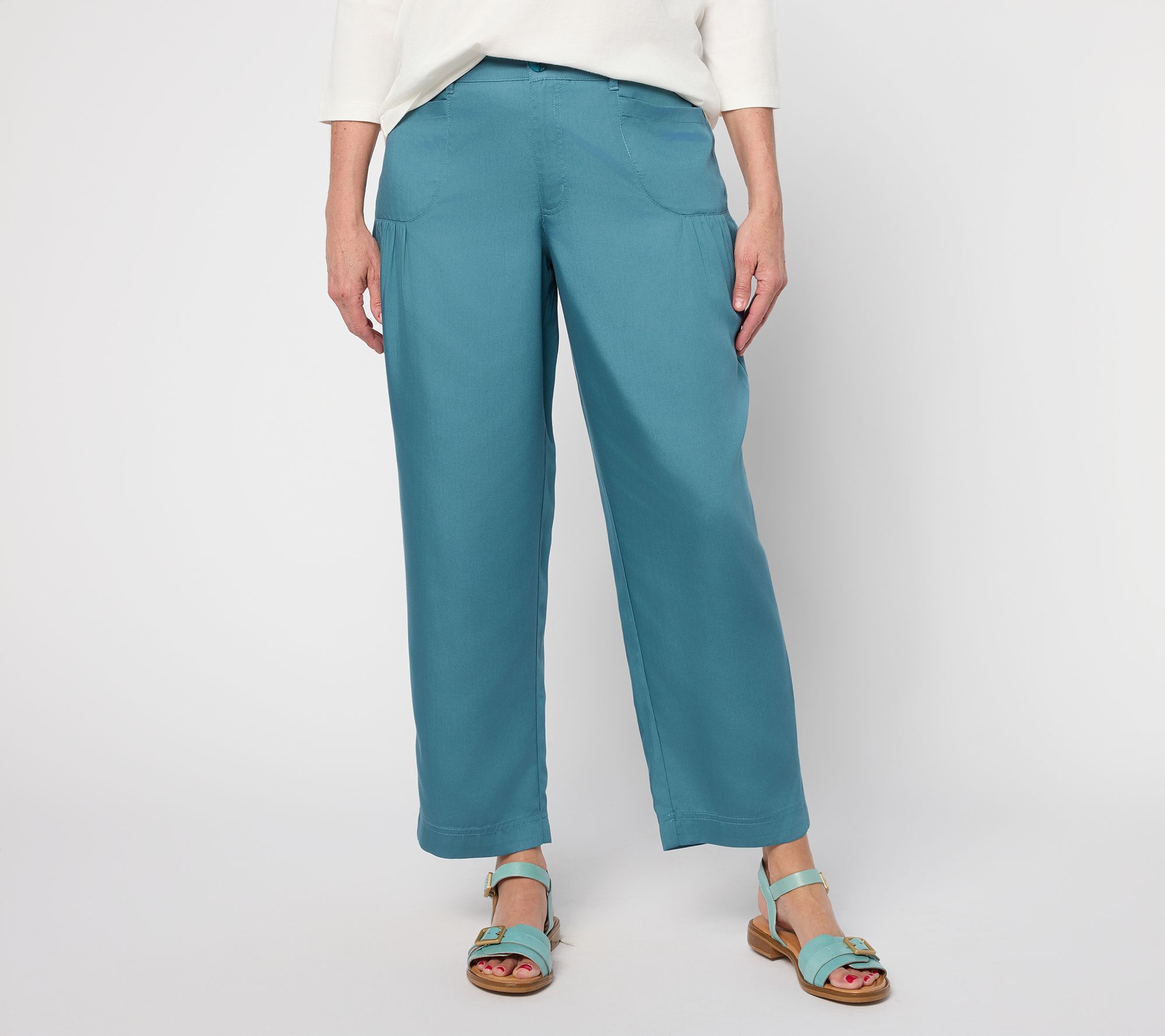 "As Is" LOGO by Lori Goldstein Petite Woven Ankle Length Pants