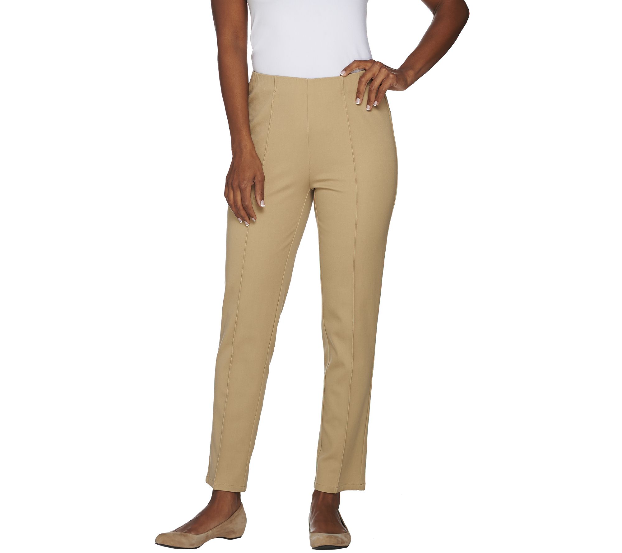 Isaac Mizrahi Live! Regular 24/7 Stretch Knit Leggings w/ Pintuck