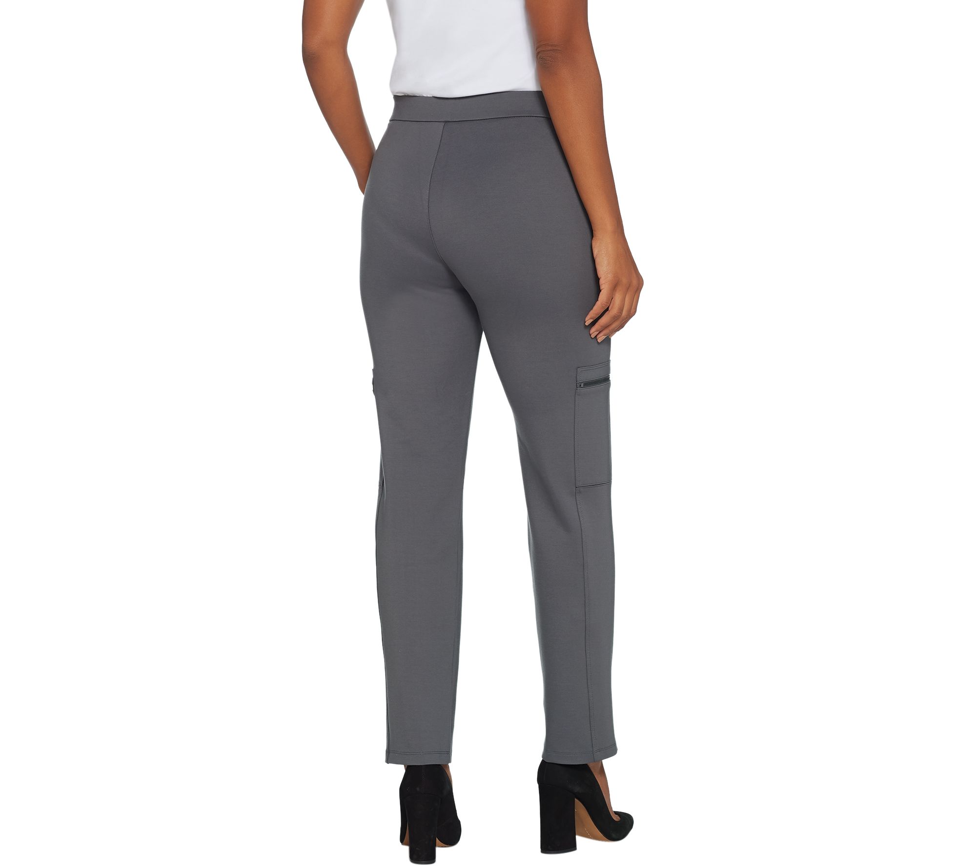 Susan Graver Petite Ponte Knit Pants with Utility Pockets