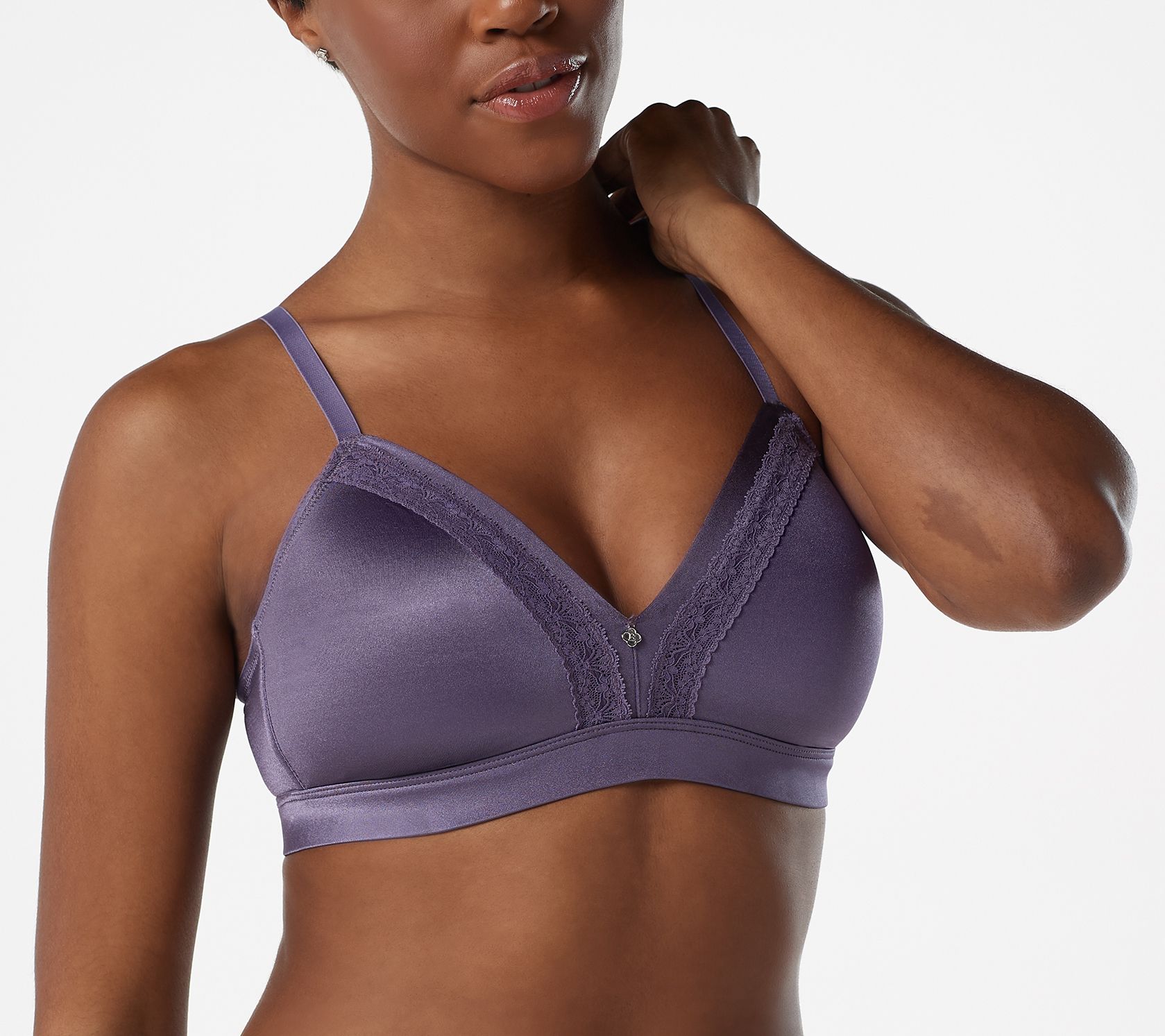 As Is Breezies Microfiber and Lace Wirefree Bra 