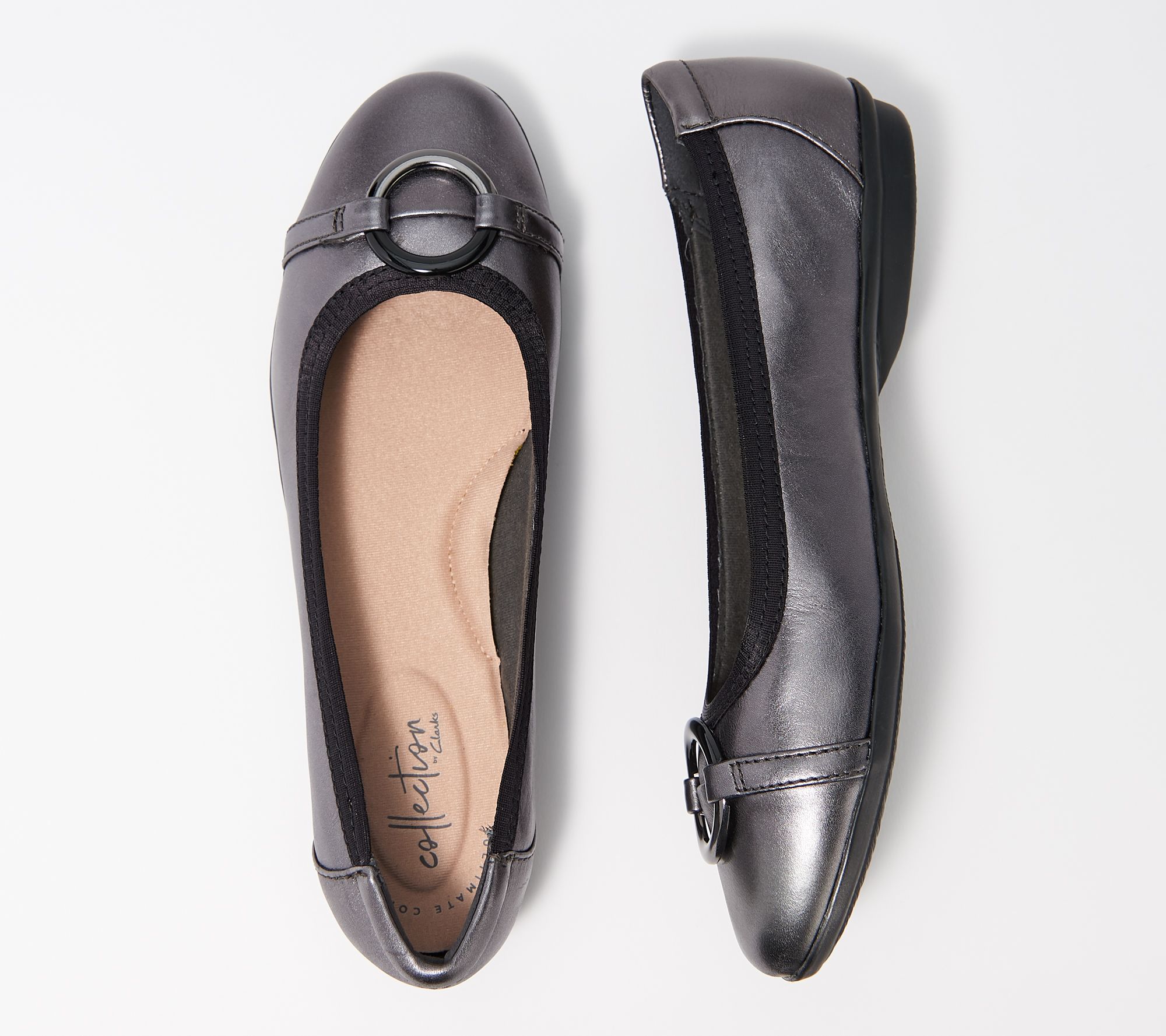 clarks silver flat shoes