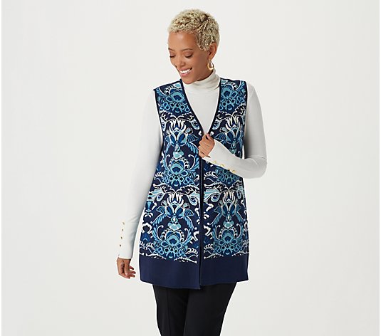 GRAVER Susan Graver Petite Jacquard Sweater Vest