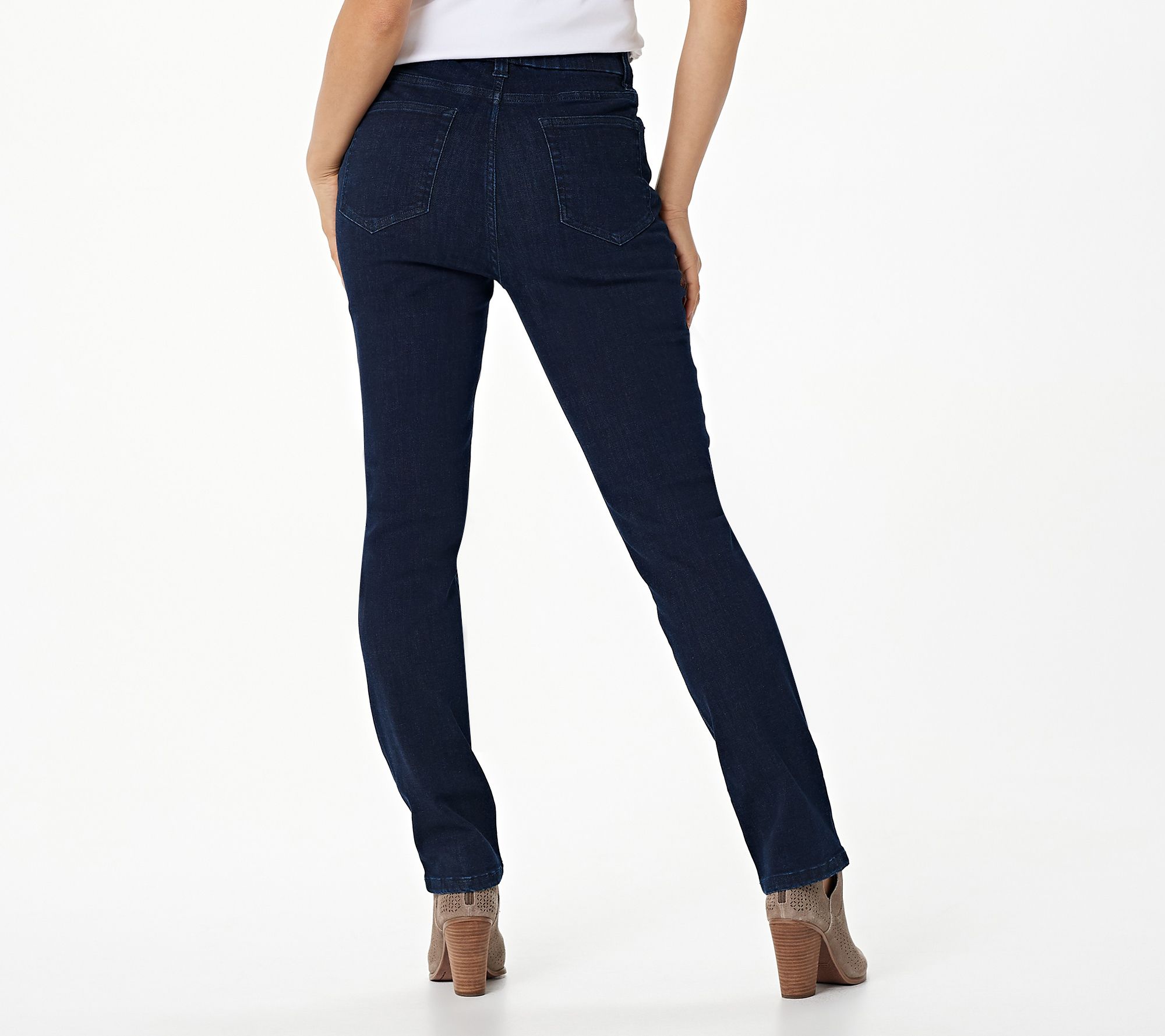 Denim & Co. Easy Stretch Pull-On Straight-Leg Jeans - QVC.com