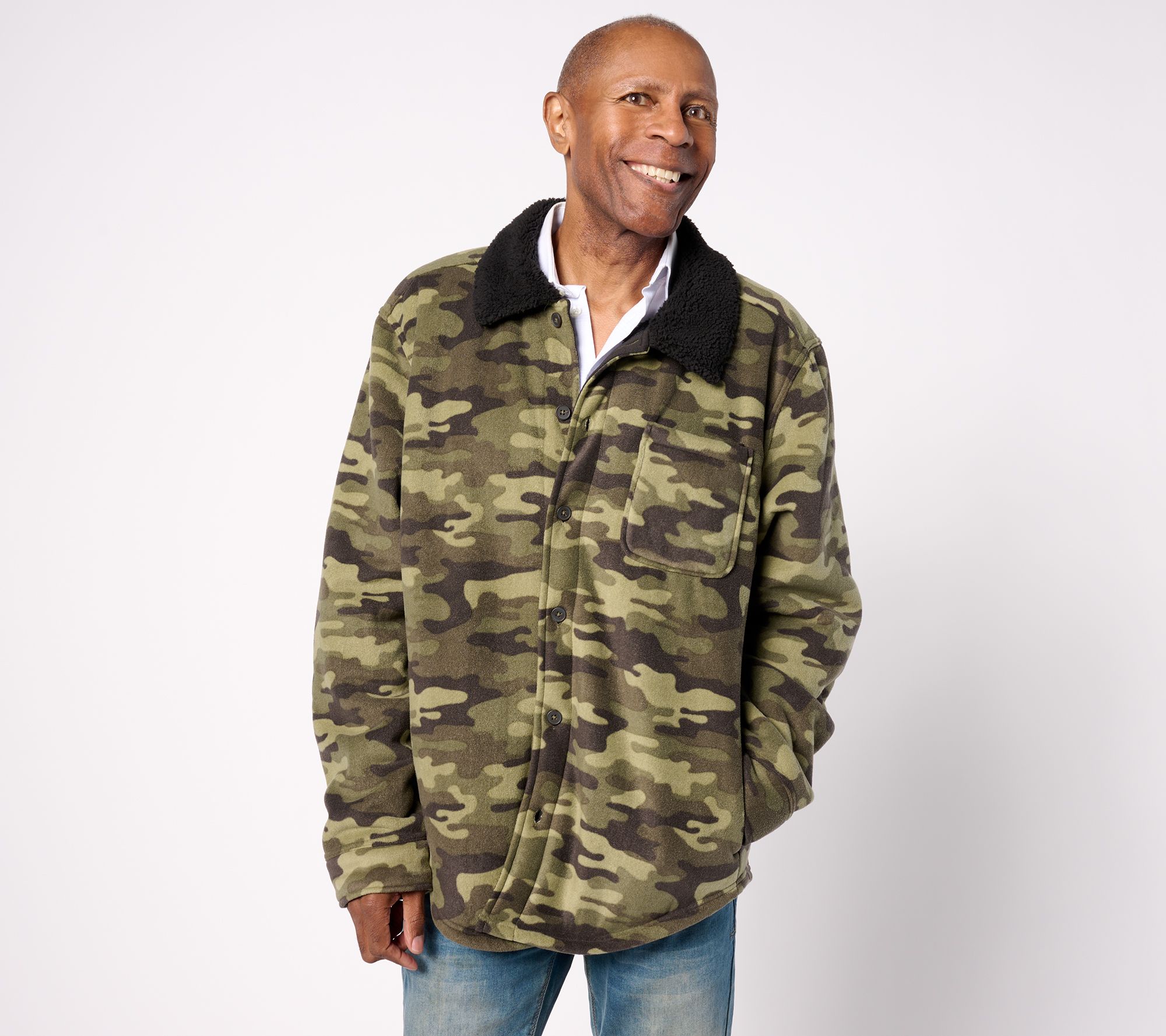 Cuddl Duds Fleecewear Bonded Sherpa Snap Front Jacket 