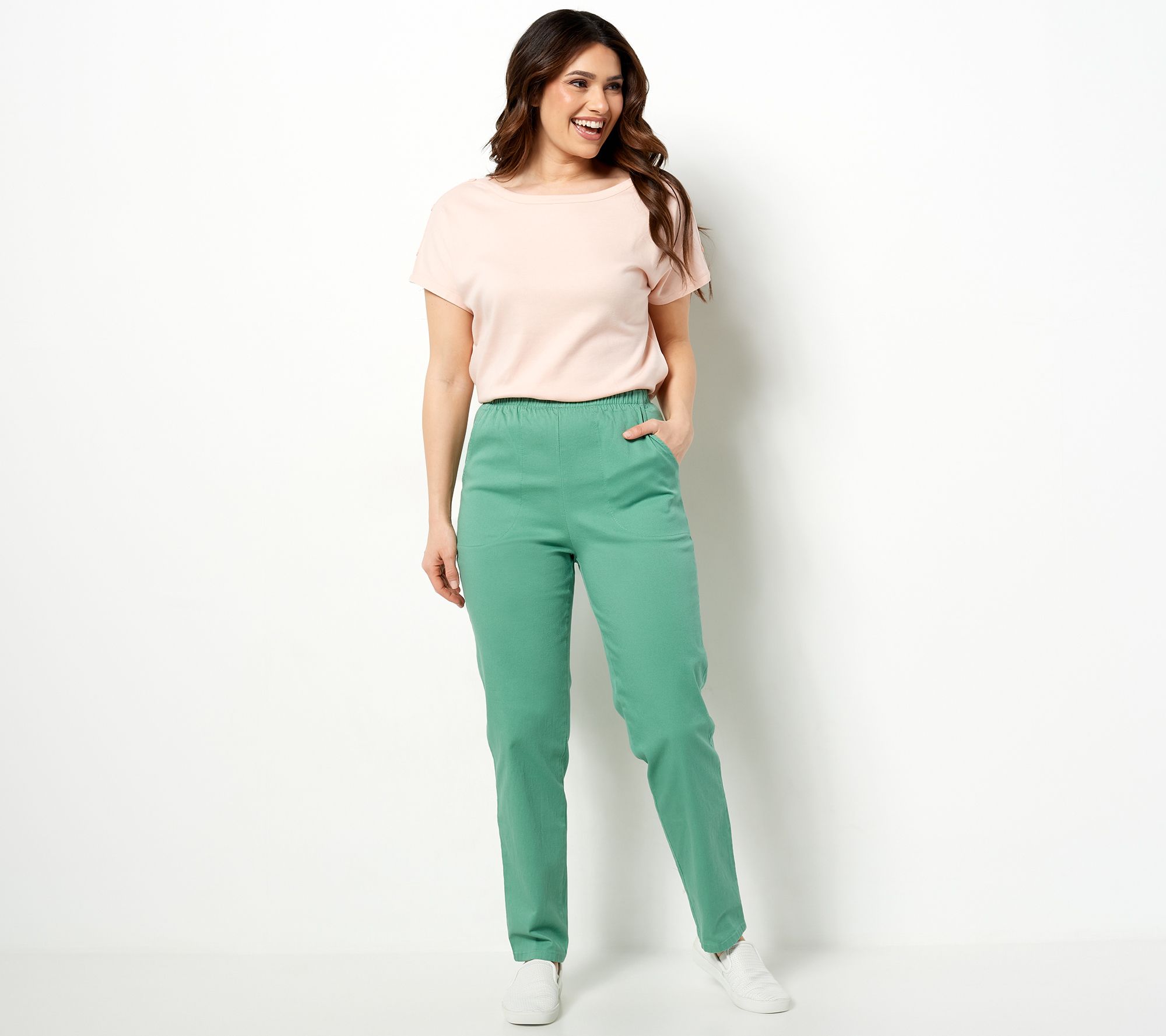 Denim & Co. Original Waist Stretch Petite Side Pocket Pants