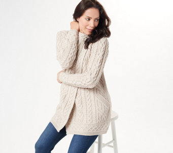 Aran Craft Merino Wool Sweater Cardigan with Button Closure - A460464