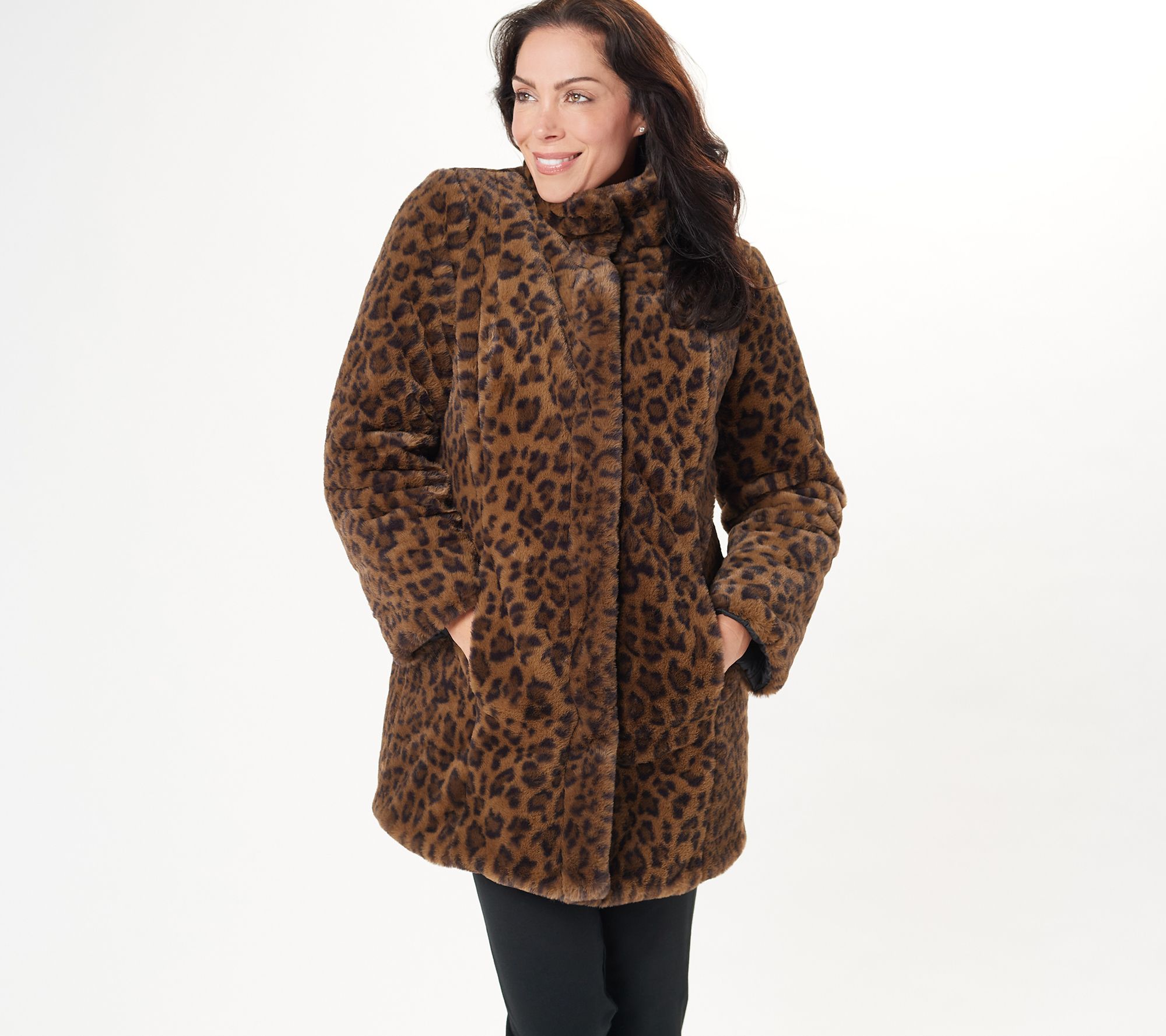 Le Top So Wild Adorable Faux Fur White Leopard Winter Jacket