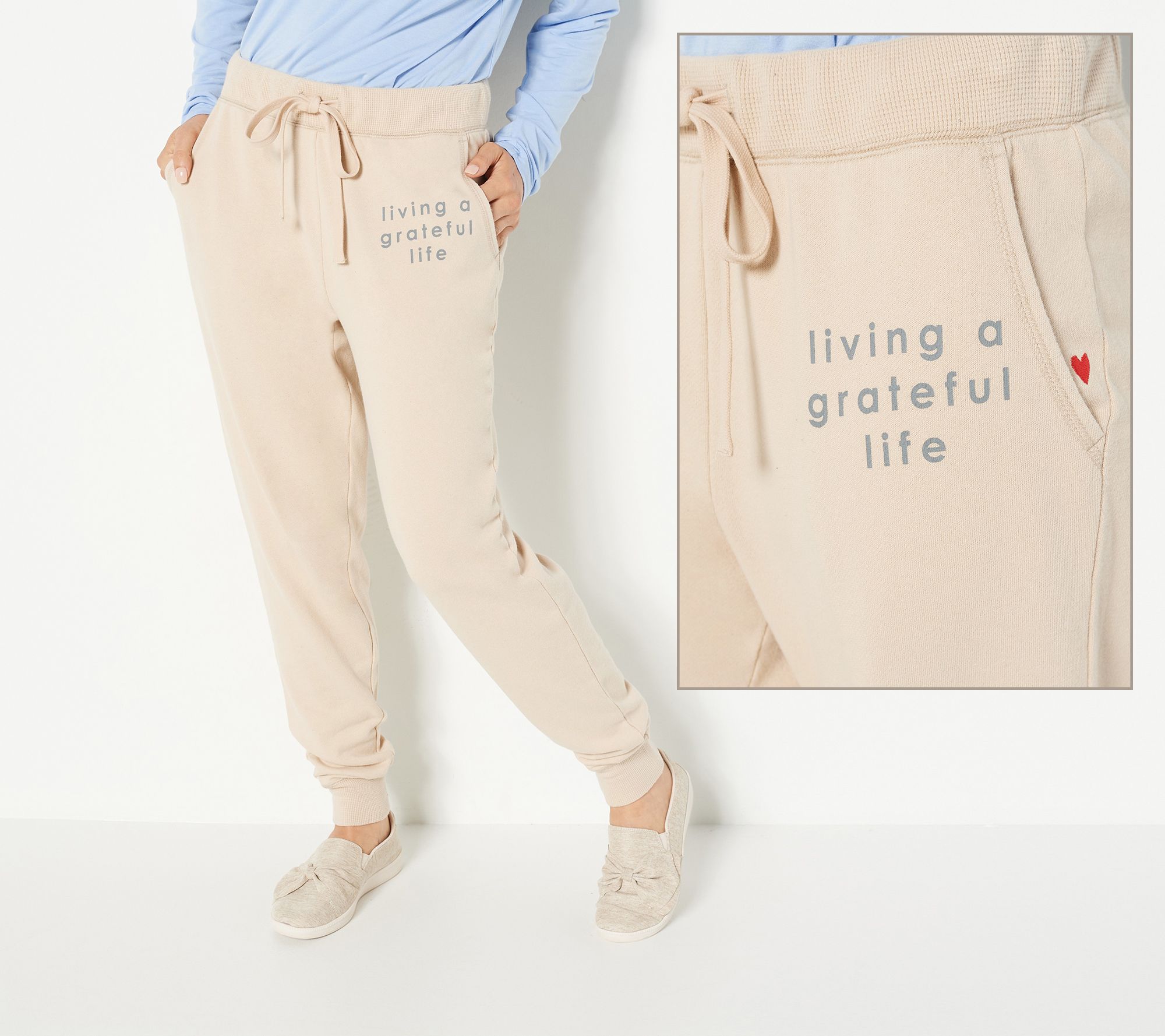 Peace Love World French Terry & Waffle Knit Sweatpants