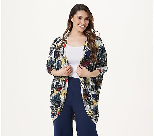 "As Is" Truth + Style Printed Open Front Bat Wing Cardigan