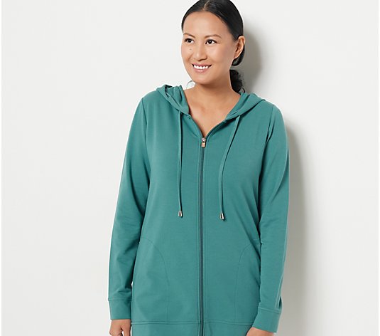 Sport Savvy French Terry Hooded Zip-Front Tunic Jacket
