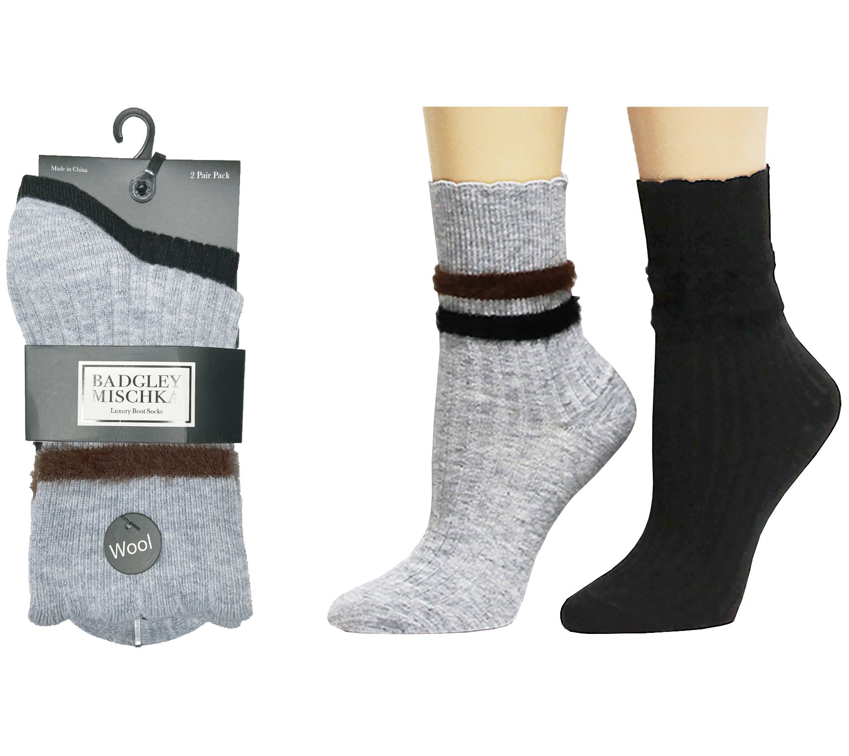 Badgley Mischka Ultra Soft Wool Blend Socks wit h Racer Stripe - QVC.com