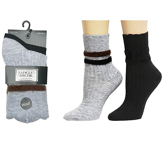 Badgley Mischka Ultra Soft Wool Blend Socks wit h Racer Stripe