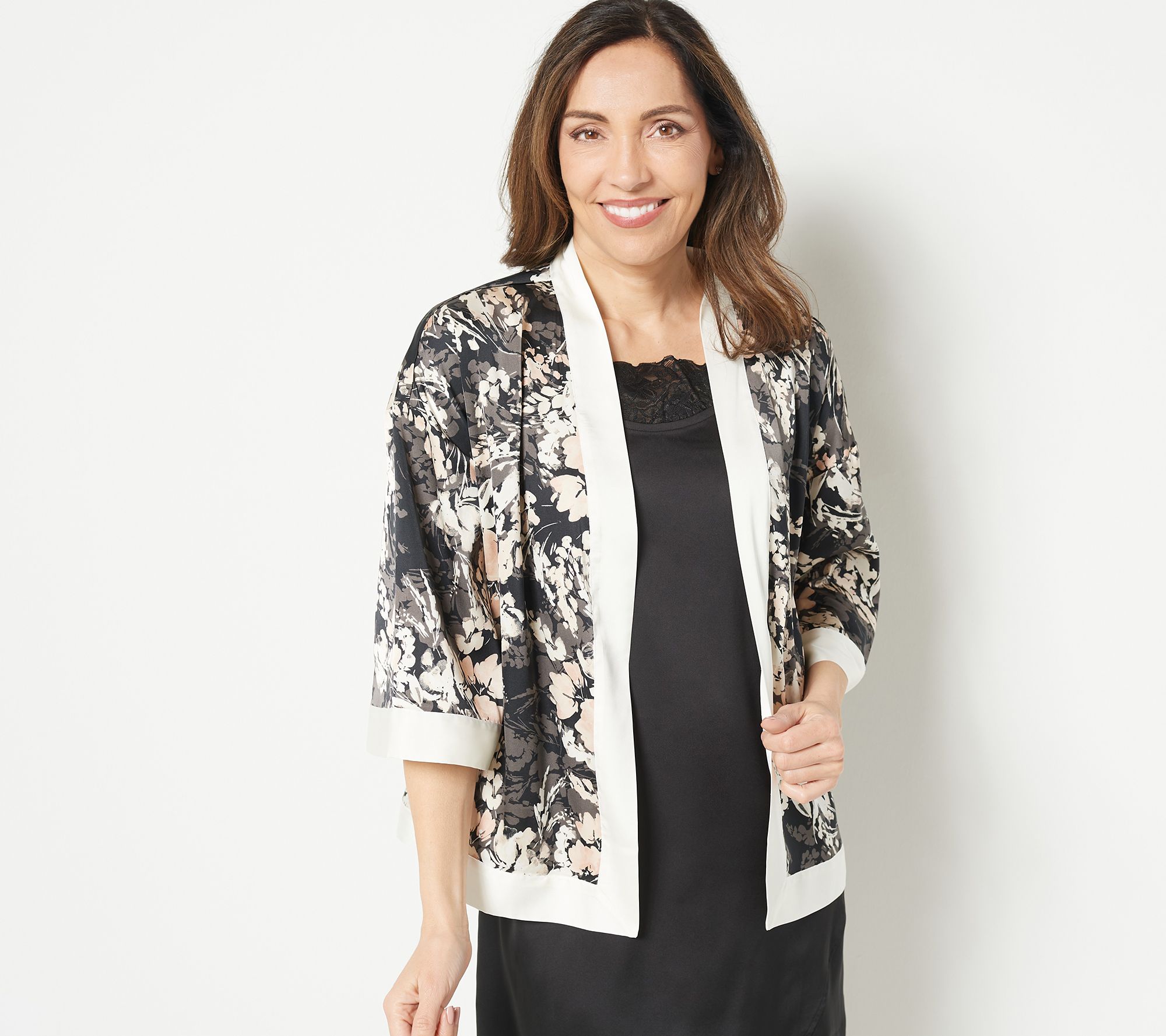 Breezies Open Front Short Sleeve Lounge Topper