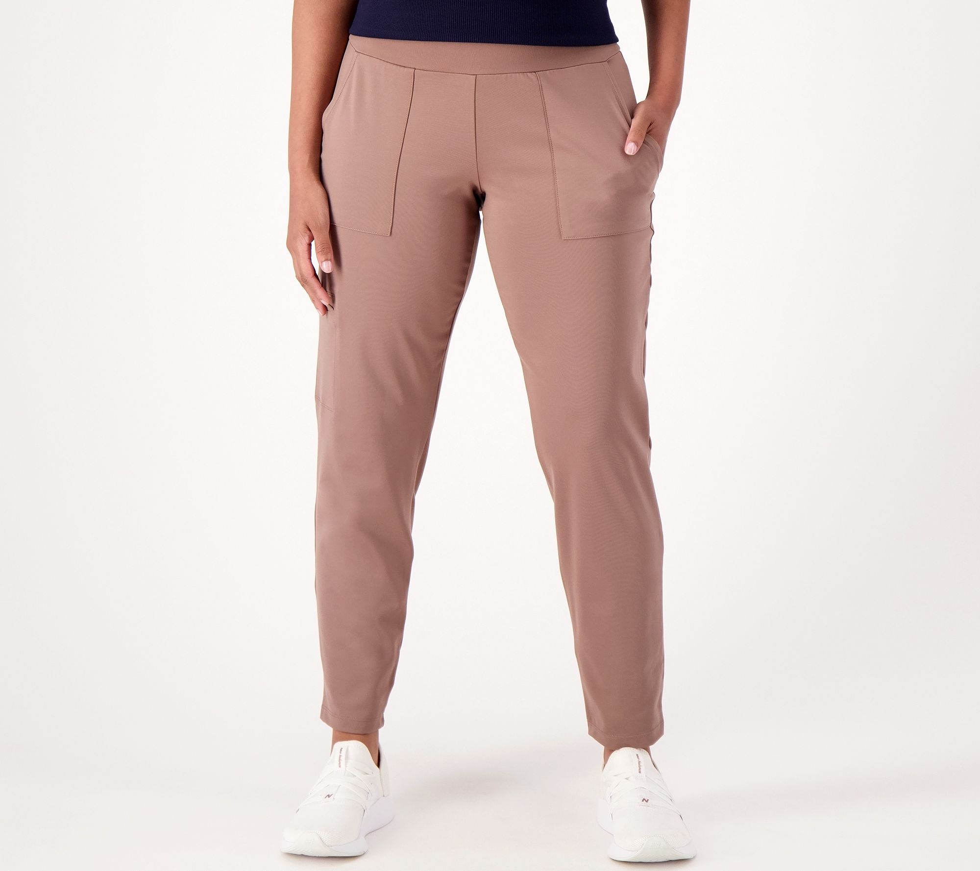 zuda Stretch Woven Pant with Ruching Detail 