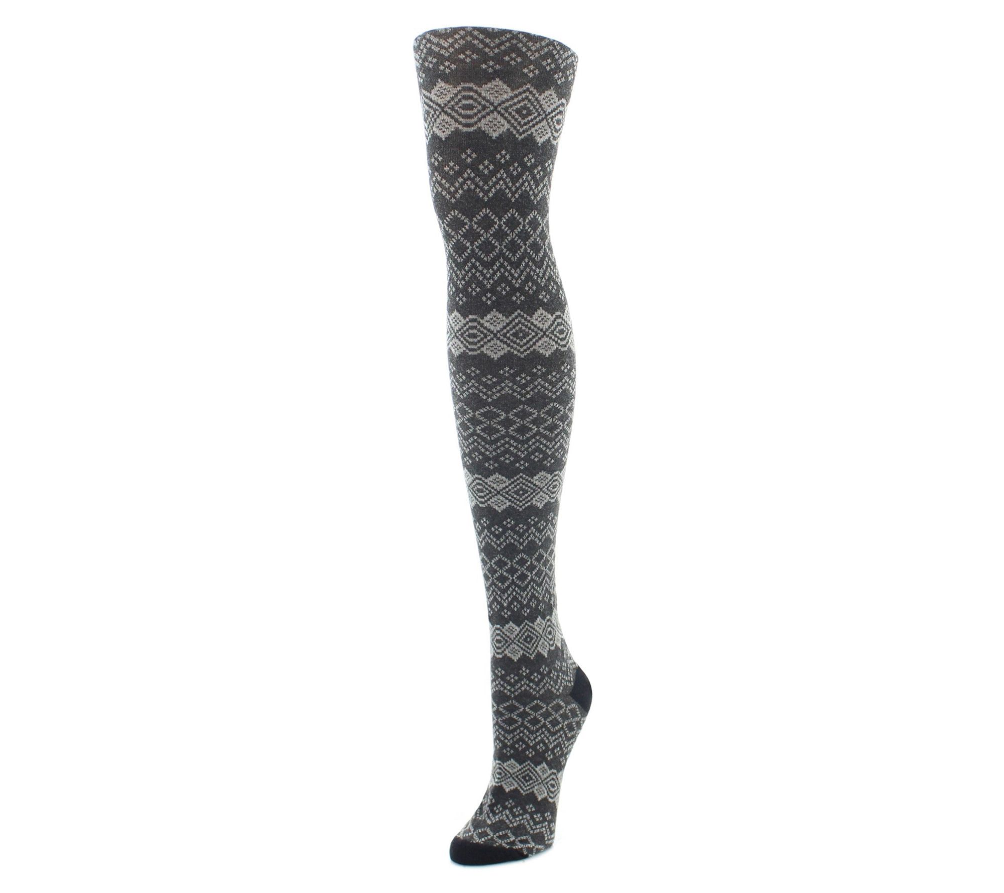 Memoi Horizontal Diamond Sweater Tights - QVC.com