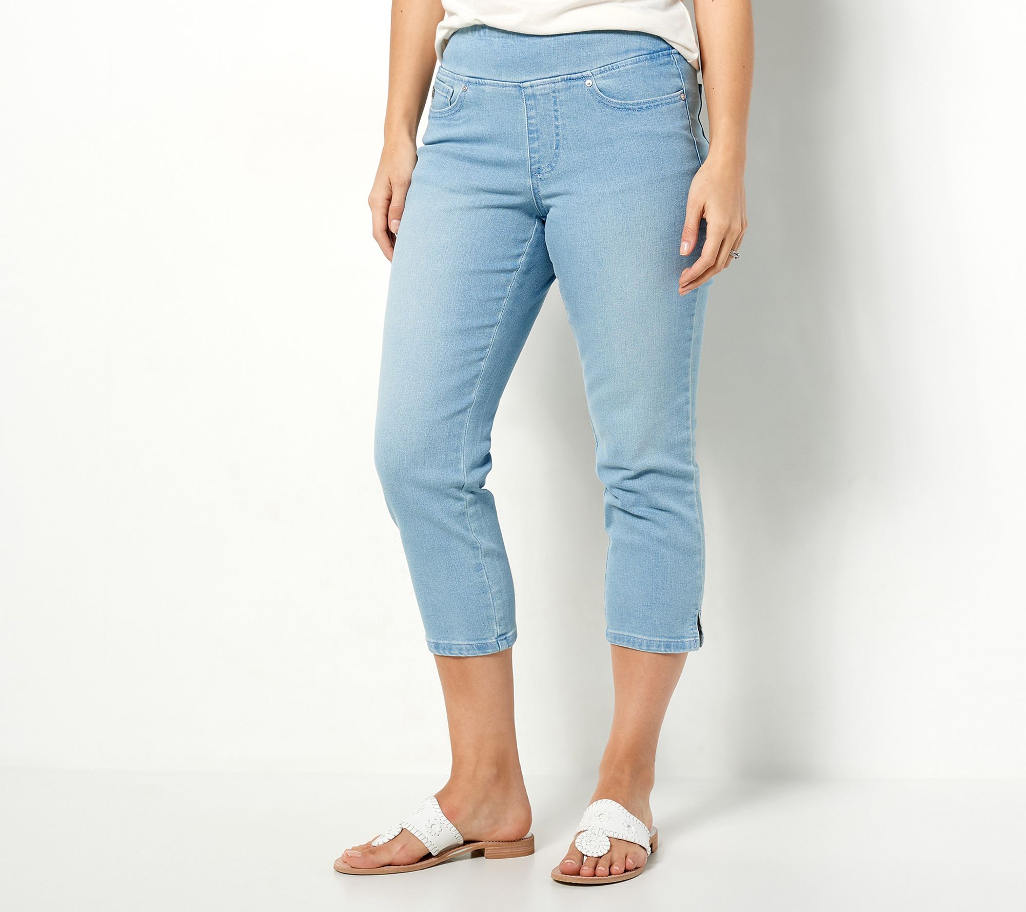 "As Is" Belle By Kim Gravel Reg. TruTemp Denim Cropped Slim-Fit Jean ...