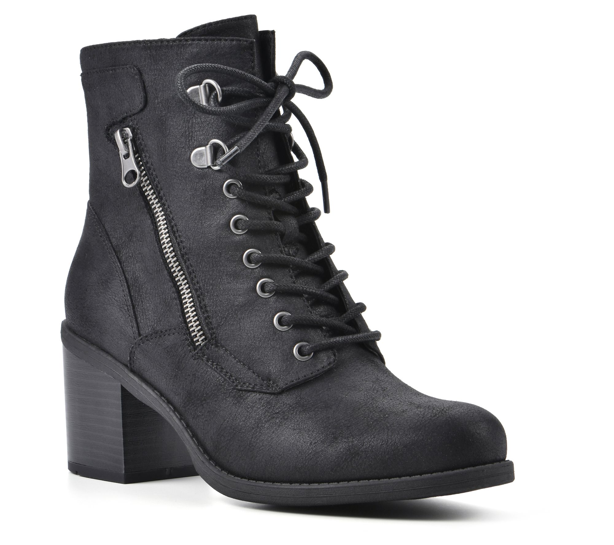 White Mountain Heeled Lace-Up Booties - Dorian