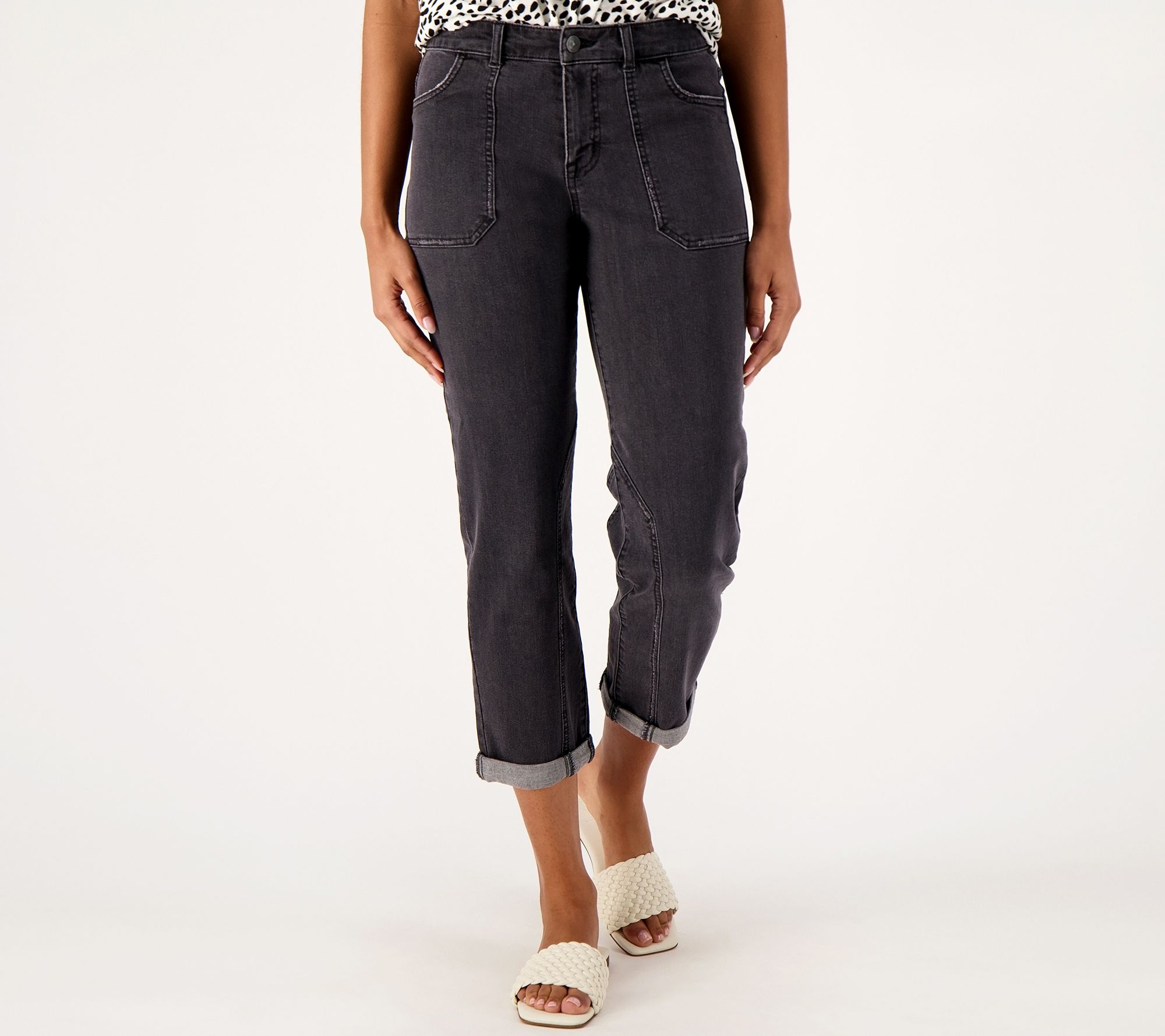 LOGO by Lori Goldstein Regular Boyfriend Utility Jeans