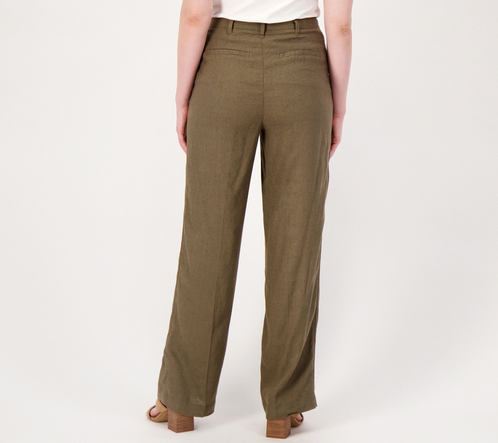 Candace Cameron Bure Regular Coastal Linen Blend Pleated Pant - QVC.com