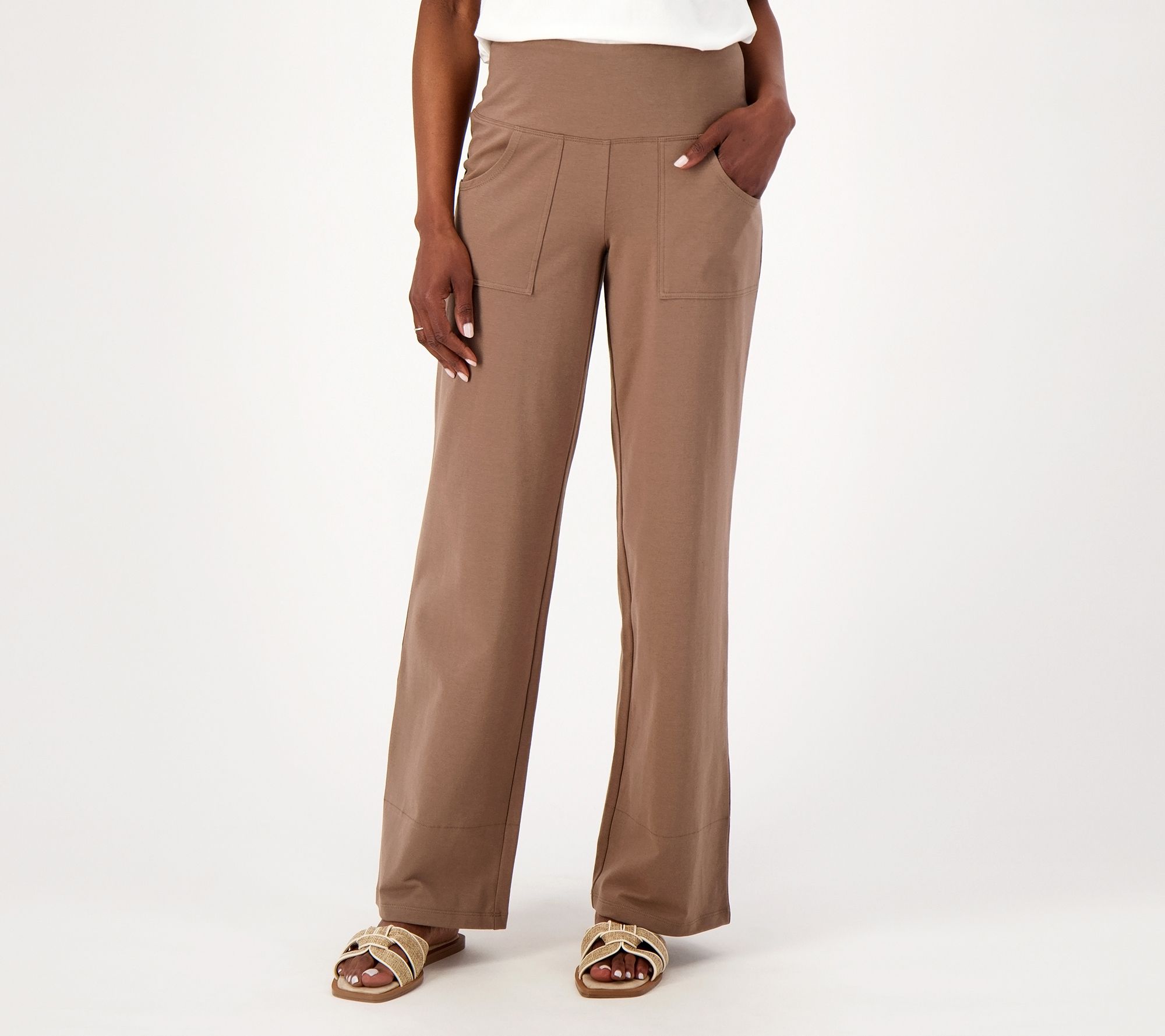 Women With Control Petite Cotton Jersey Pull On Slim Pants 