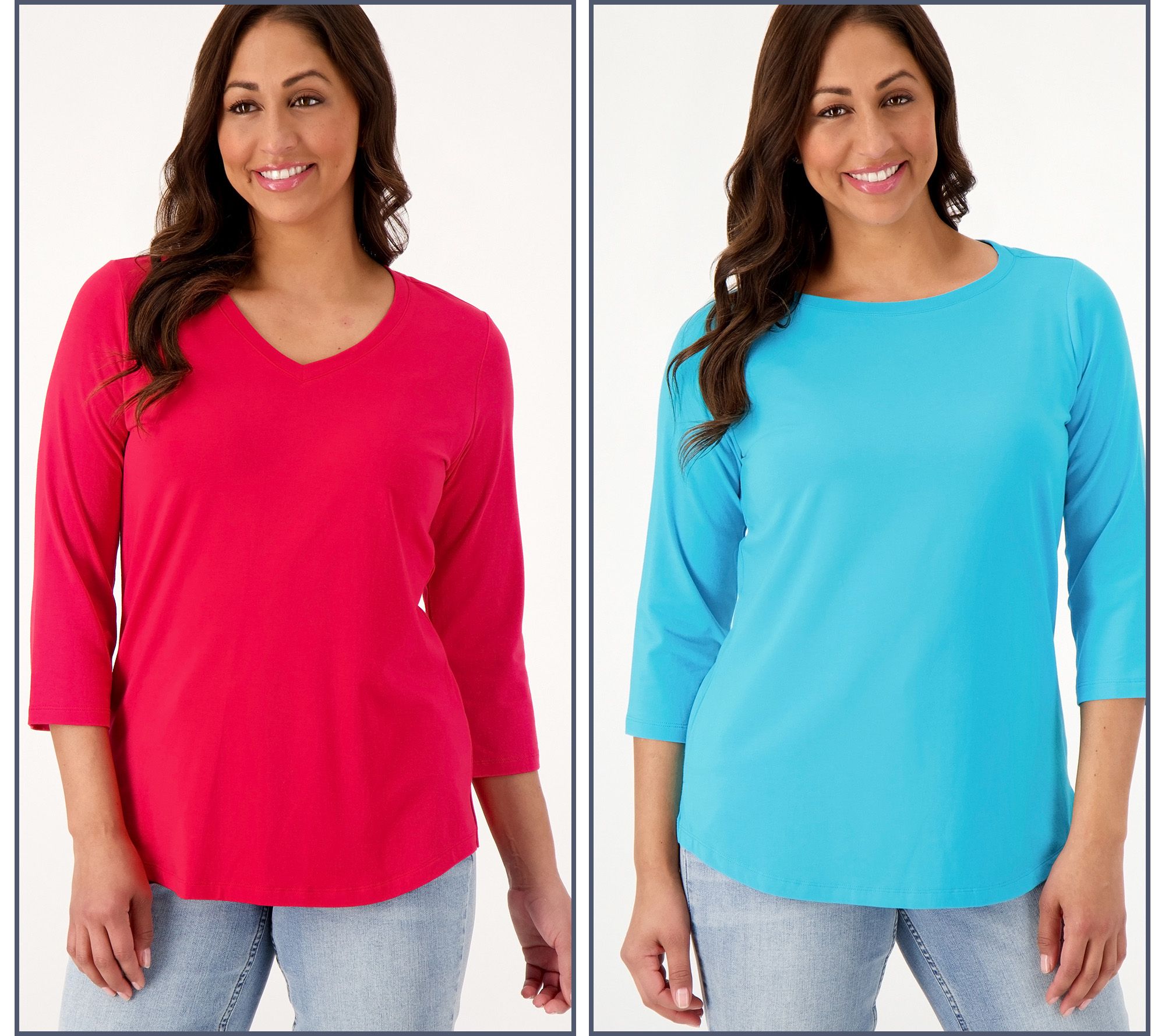 "As Is" Belle by Kim Gravel Primabelle Knit Set of 2 3/4 Sleeve Tops