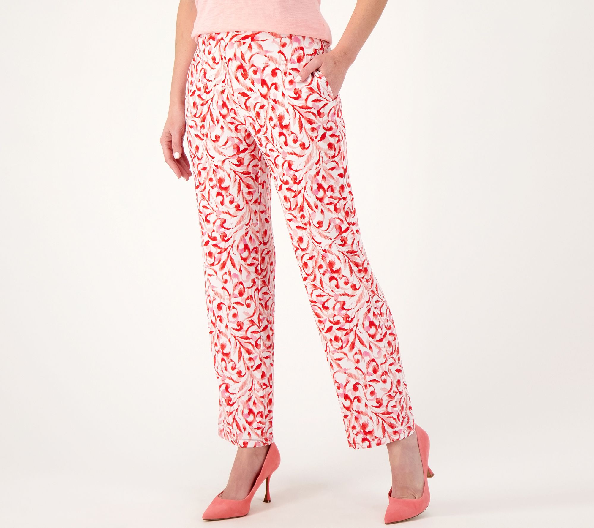 "As Is" Susan Graver Petite Liquid Knit Straight Leg Pull On Pants