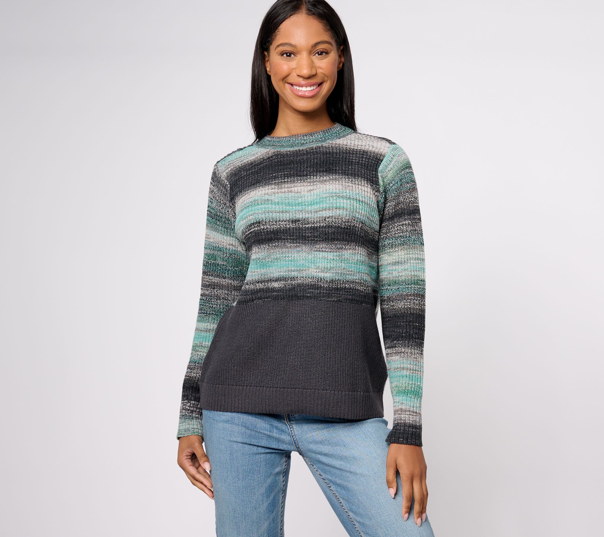 LOGO by Lori Goldstein Mock Neck Long Sleeve Sweater