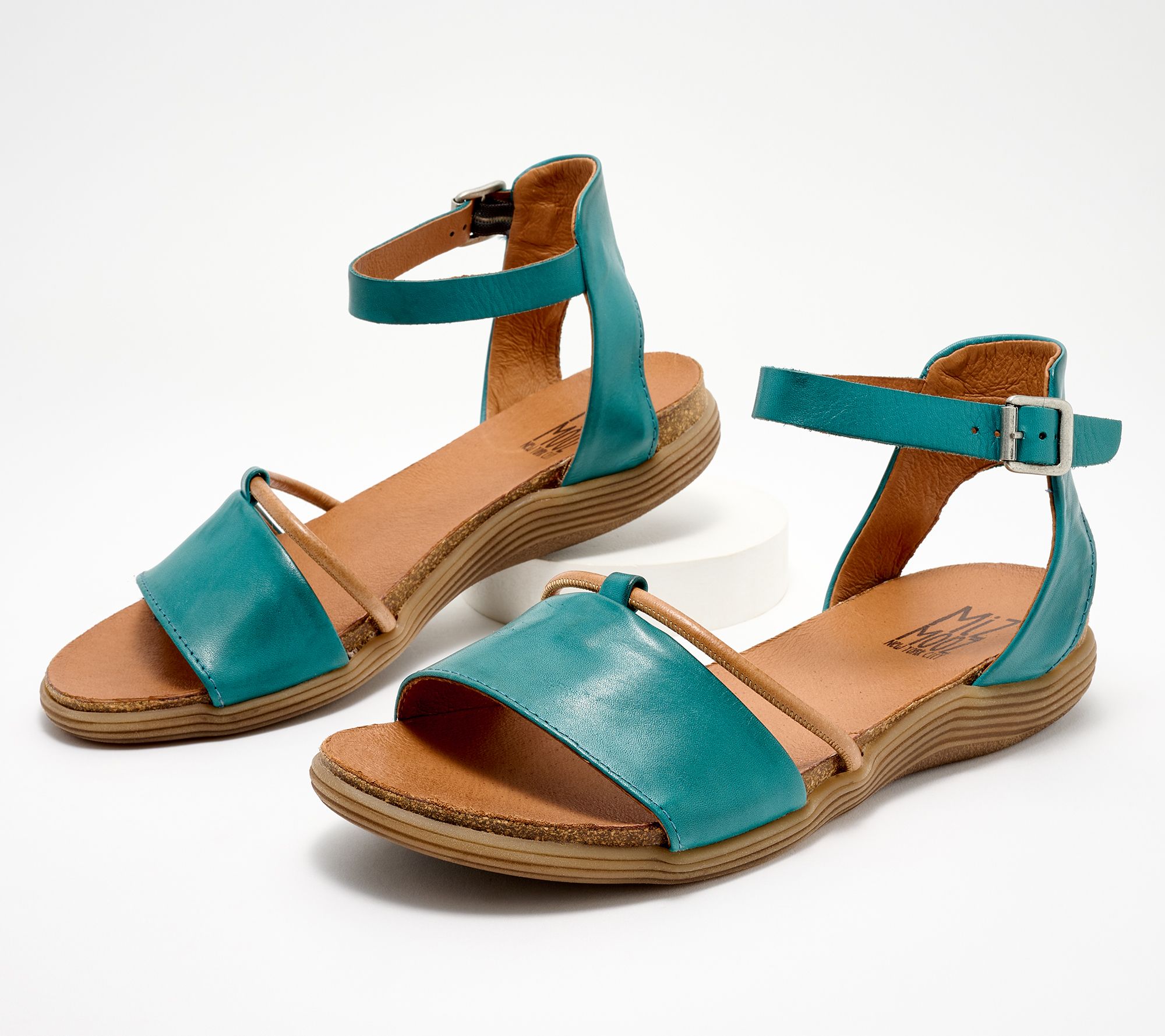 "As Is" Miz Mooz Leather Wide Width Ankle Strap Sandals -Marcie