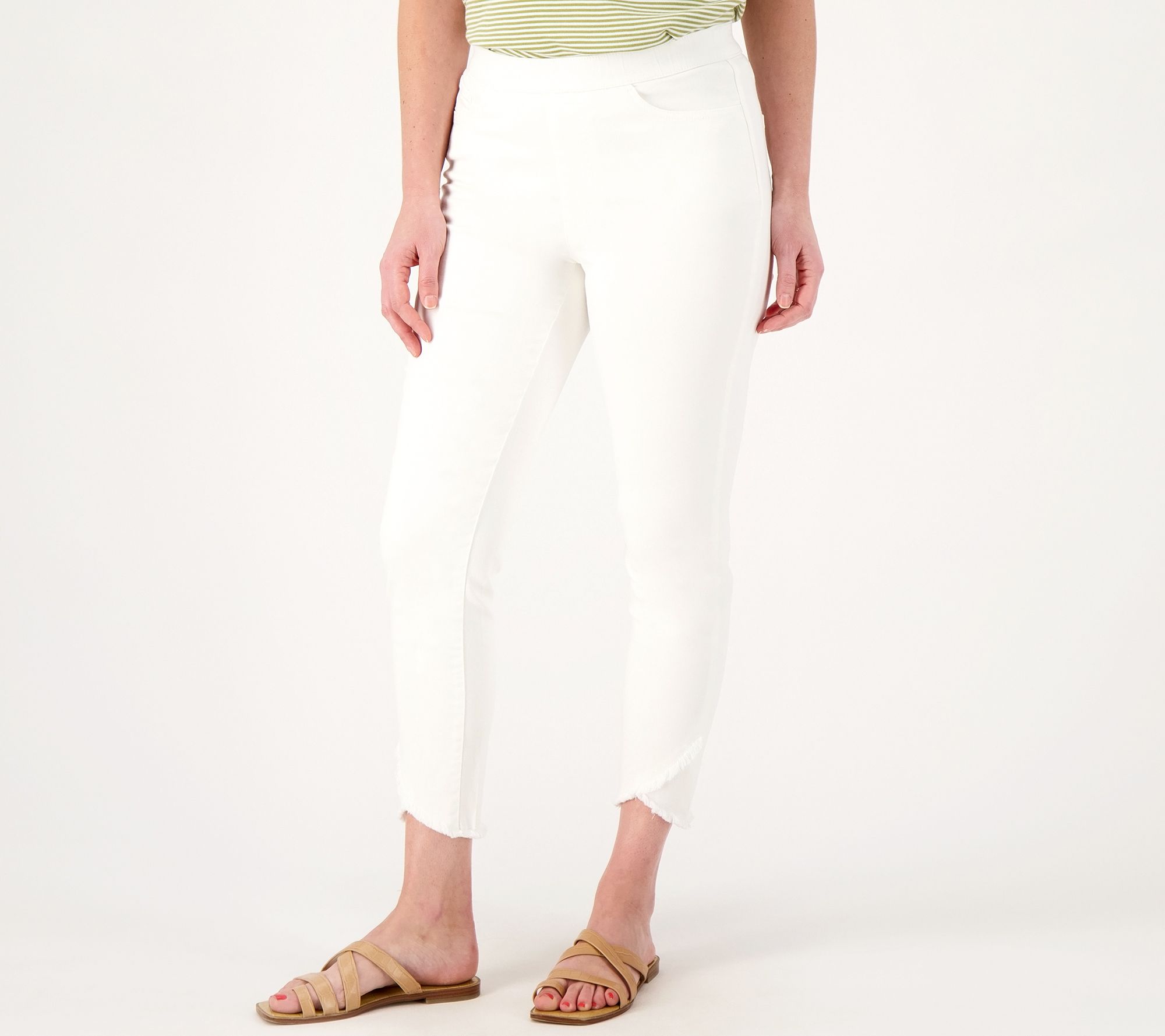 "As Is" Joan Rivers Petite Slim Ankle Length Jean w/ Scallop Hem