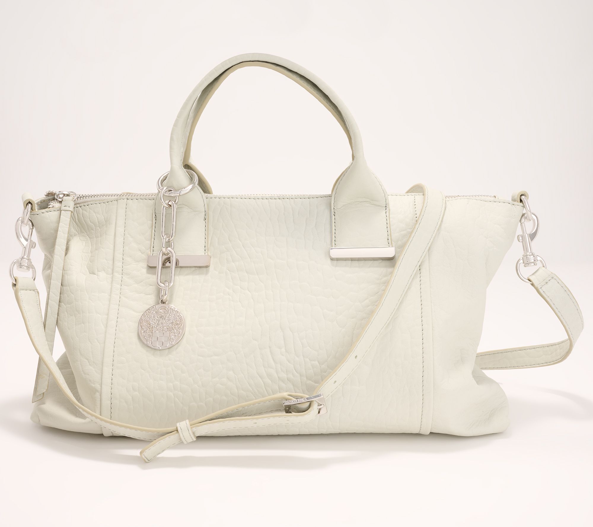 Vince Camuto Bubble Leather Taryn Satchel with Crossbody Strap