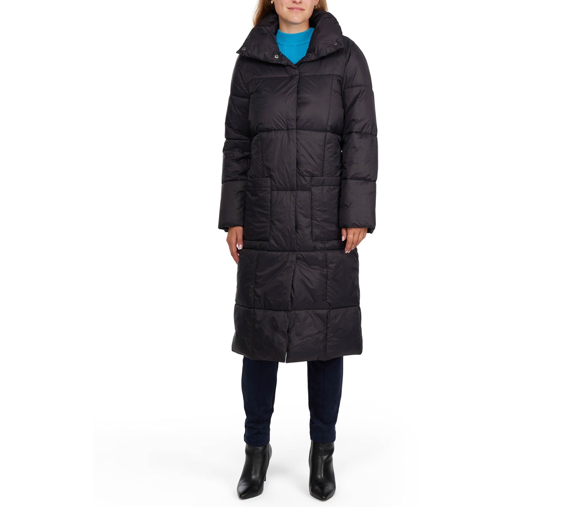 Ellen Tracy Wom en's Cozy Pillo w Faux Down Puf fer Coat - QVC.com