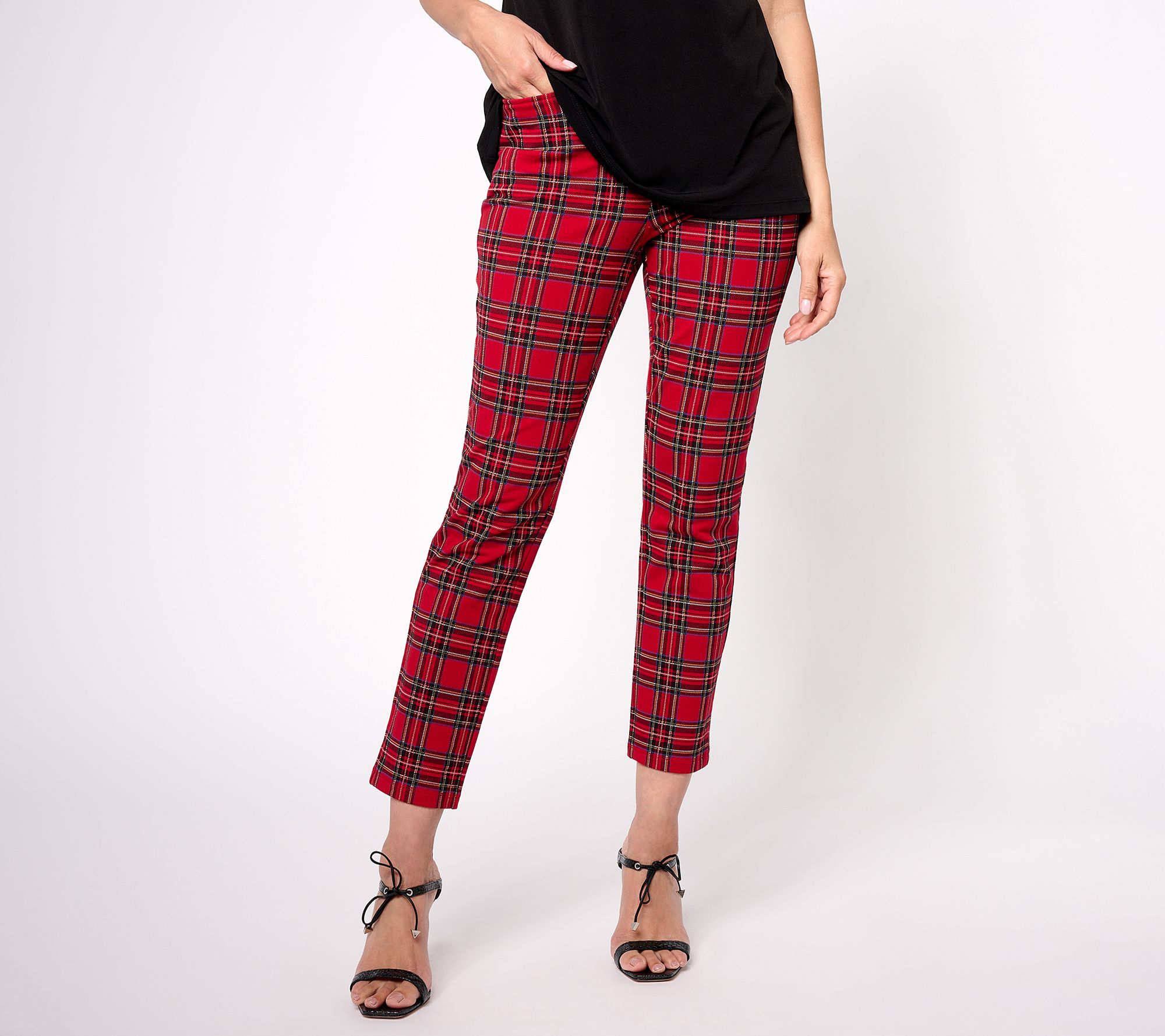 "As Is" Susan Graver Weekend Petite Printed French Knit Ava Ankle Pants