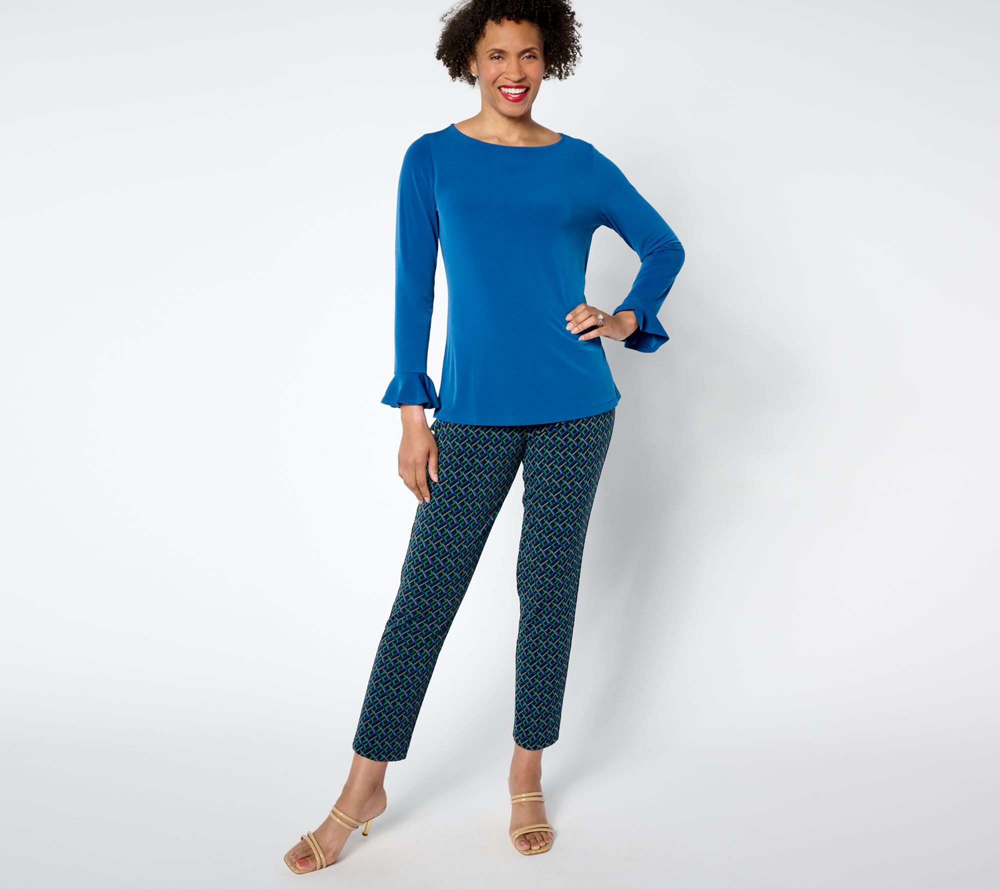 GRAVER Susan Graver Regular Printed LK Fusion Ava Slim Pants - QVC.com