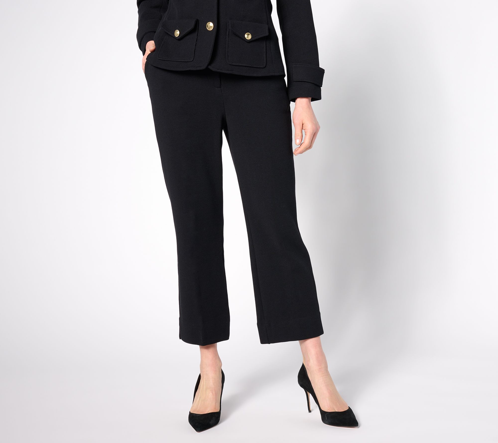 "As Is" Joan Rivers Red Carpet Petite Stretch Pique Ankle Pants