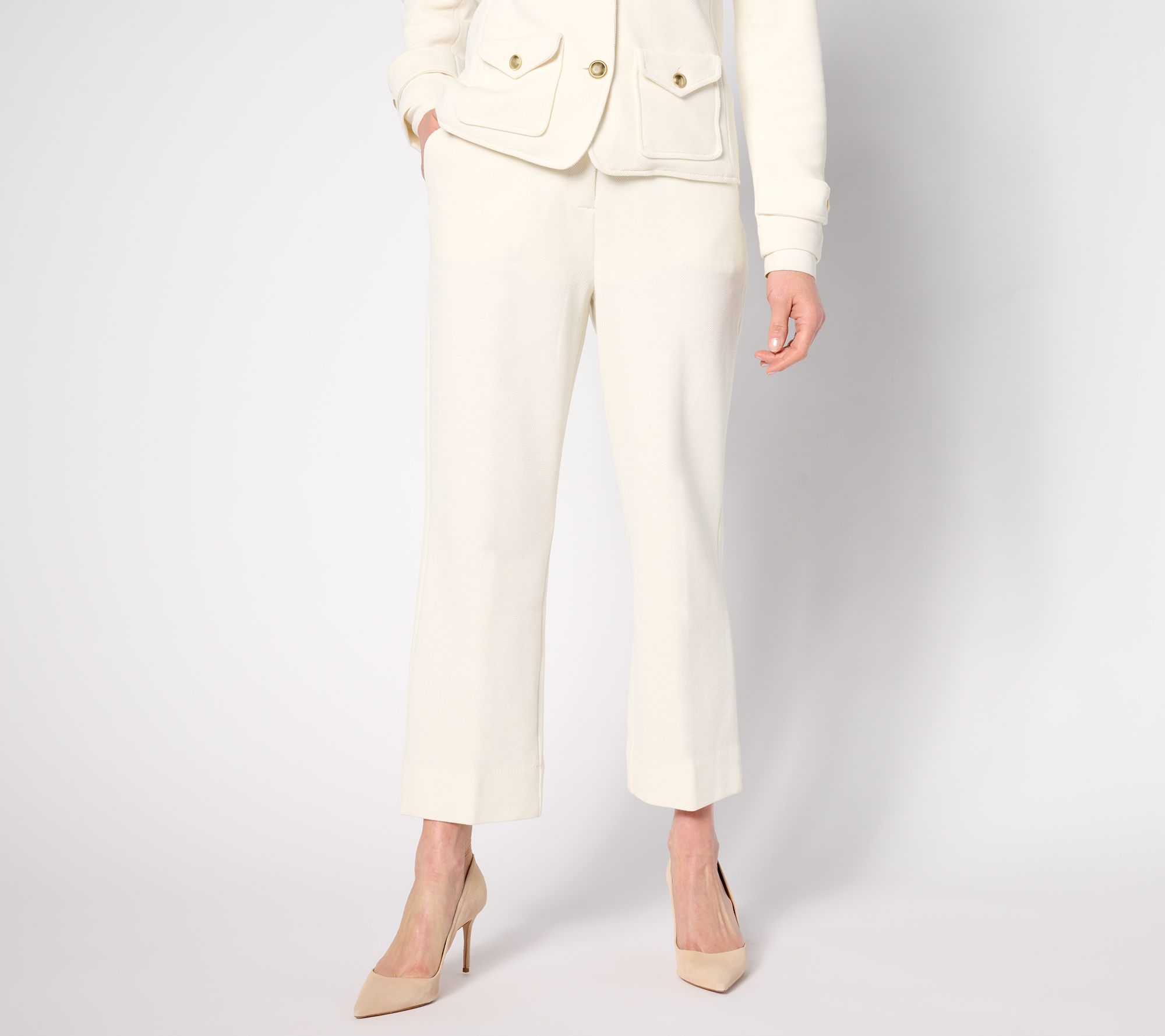 "As Is" Joan Rivers Red Carpet Petite Stretch Pique Ankle Pants