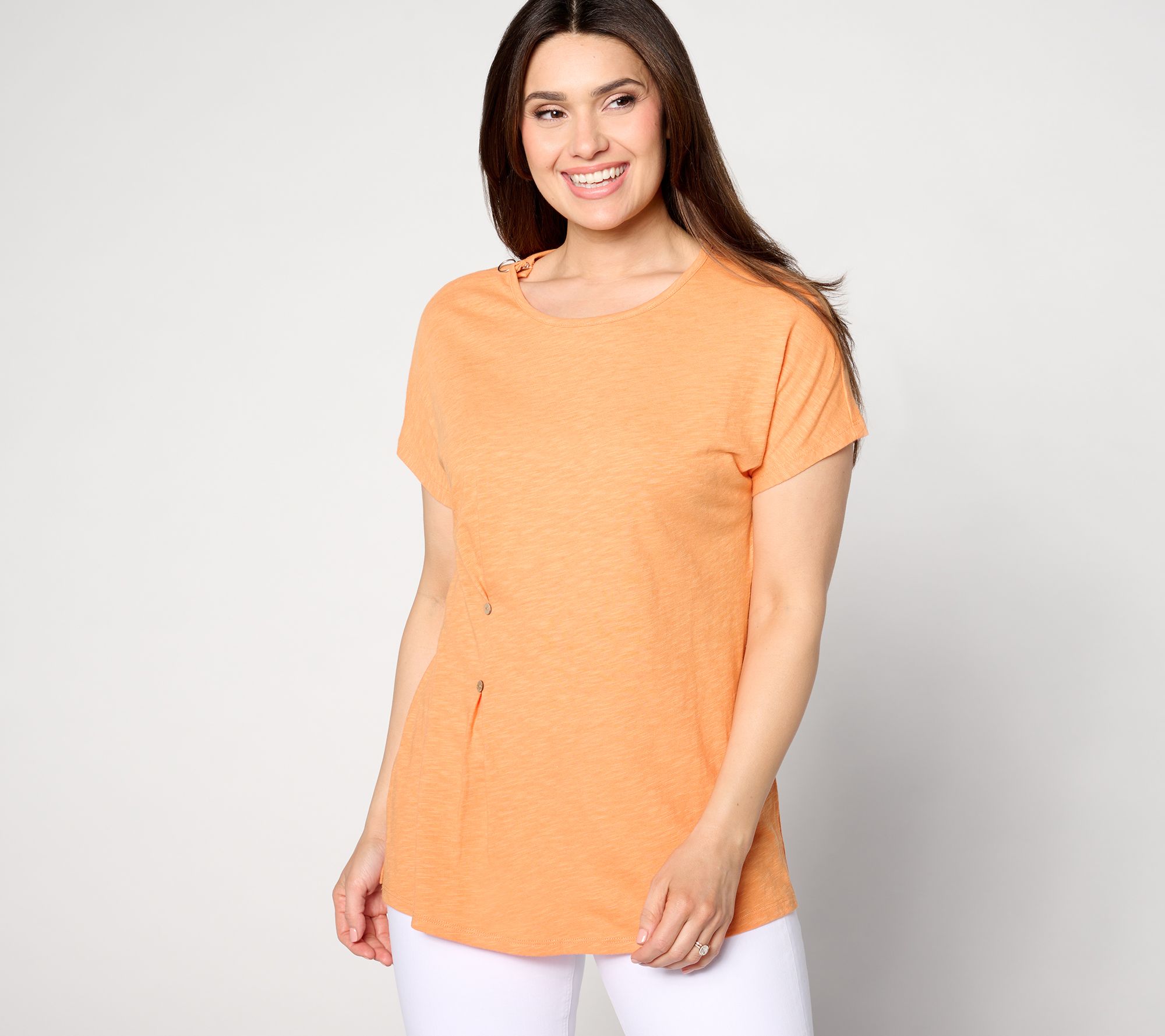 "As Is" Denim & Co. Adaptive Linen Blend Dolman Sleeve Tunic