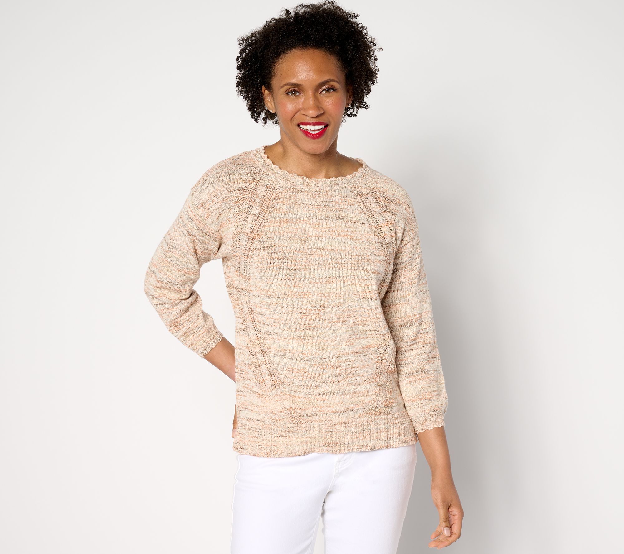 "As Is" Isaac Mizrahi Live! Bridgehampton Space Dye Pull- over Sweater