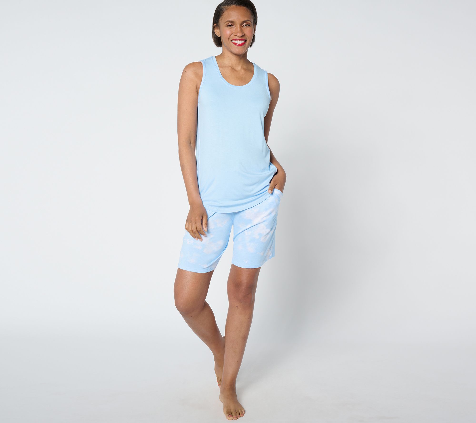 "As Is" Cuddl Duds Smooth Jersey Bermuda Set
