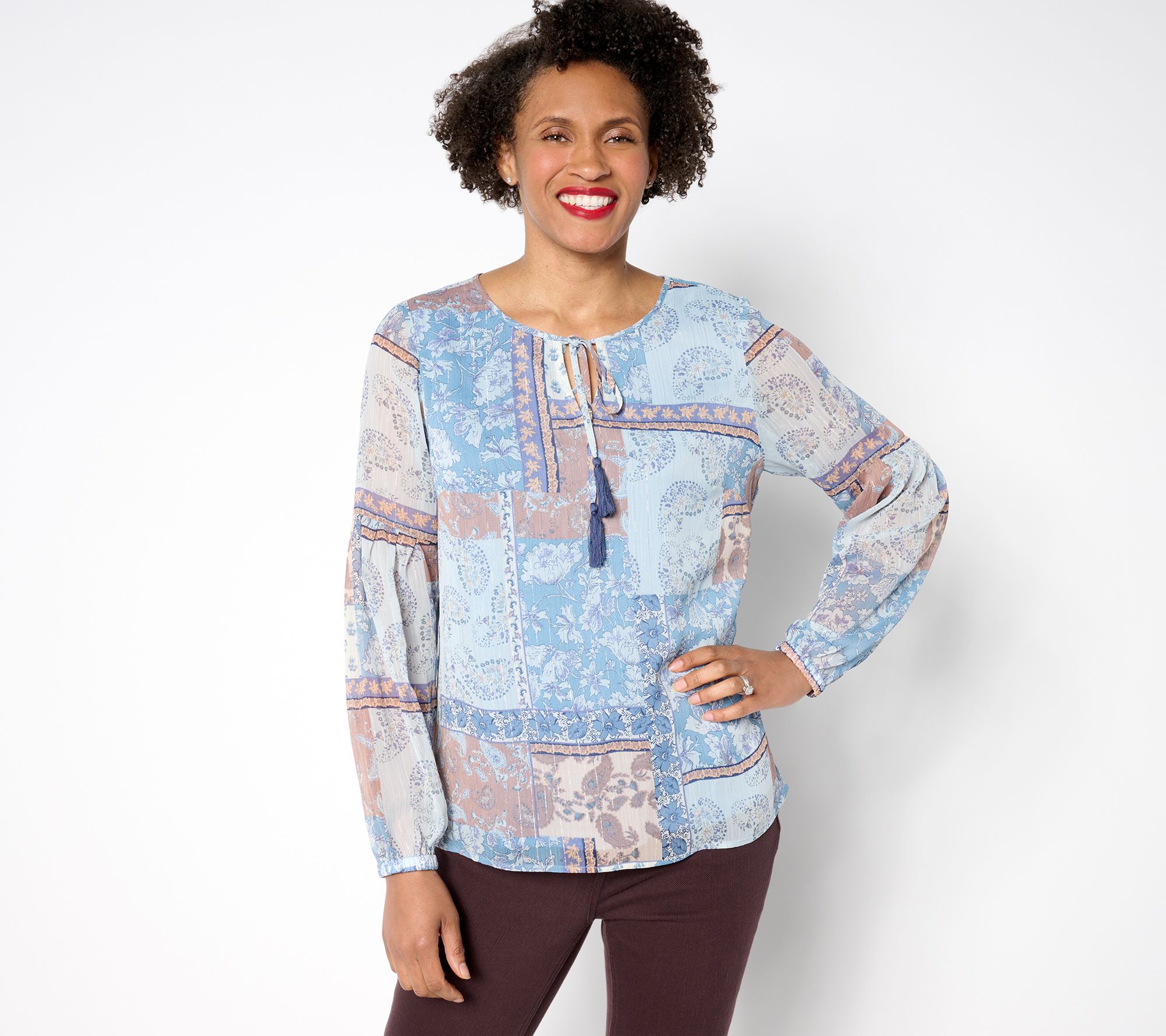 "As Is" Belle Boho by Kim Gravel Patchwork Peasant Blouse