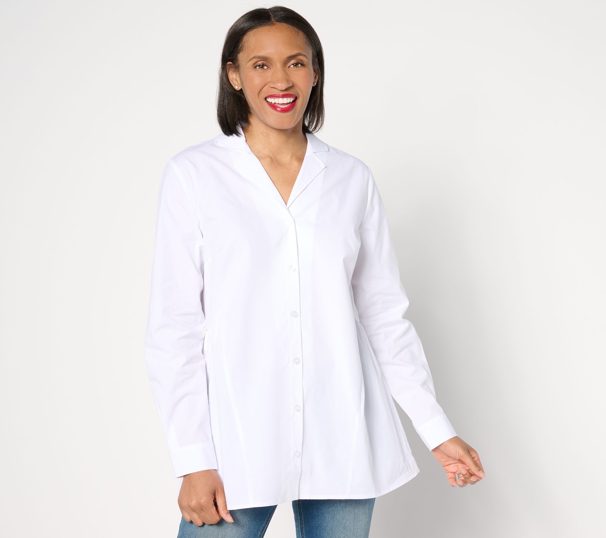 "As Is" Joan Rivers Petite Athena Woven Button Front Top