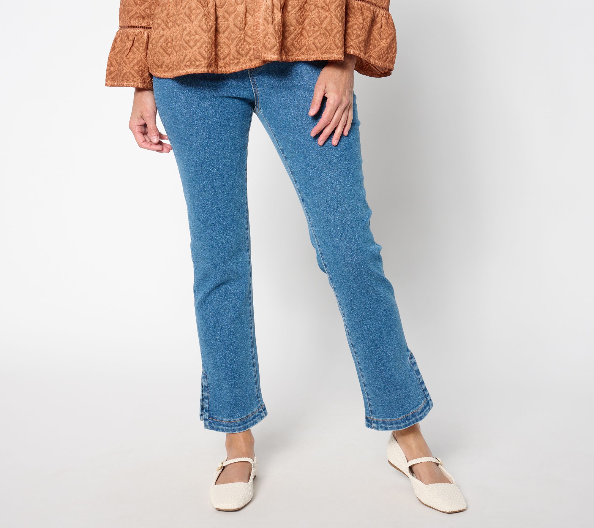 "As Is" LOGO by Lori Goldstein Tall Pull On Ankle Length Denim Pants