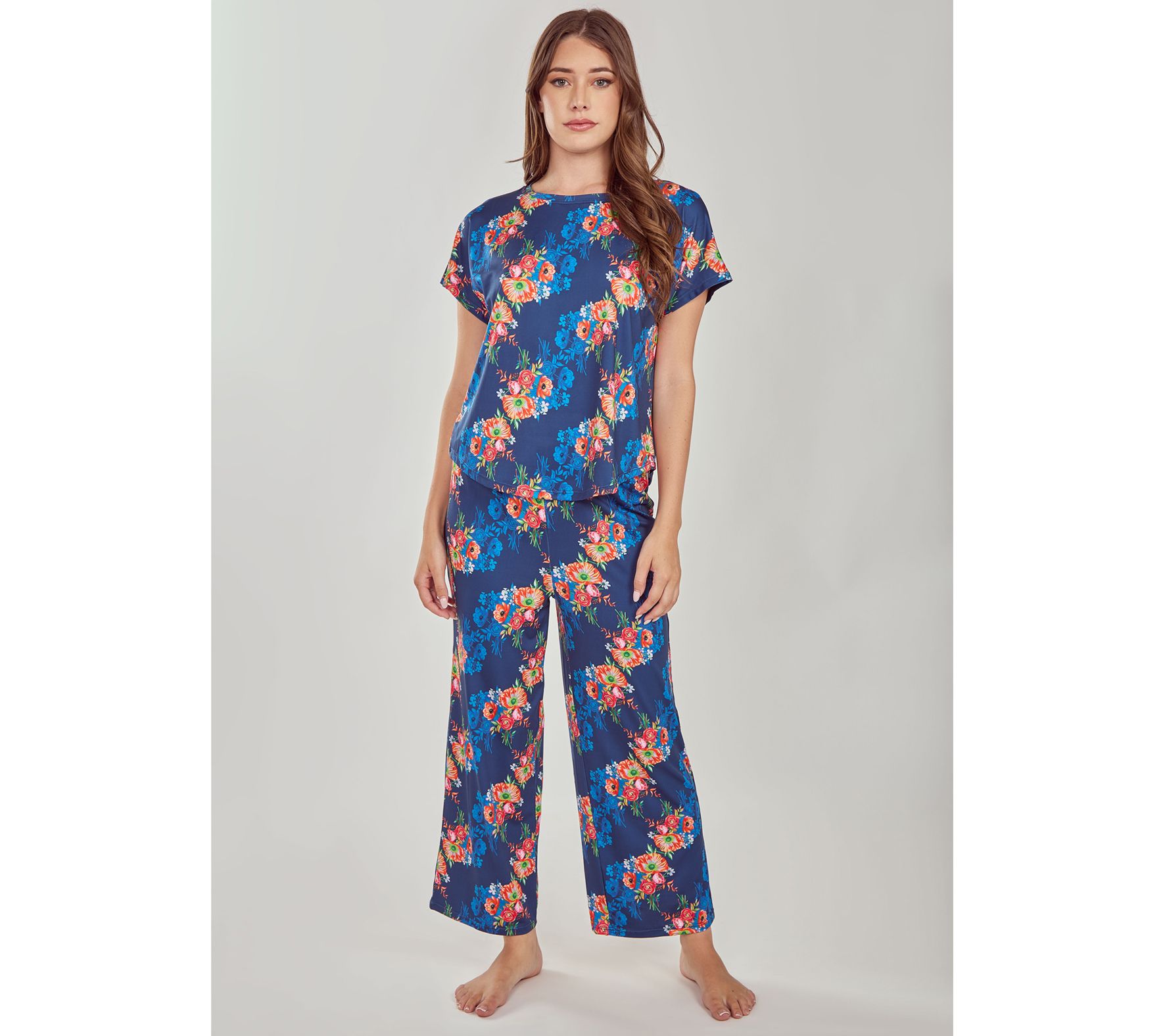 iCollection Floral Print Knit Top & Pant Pajama Lounge Set