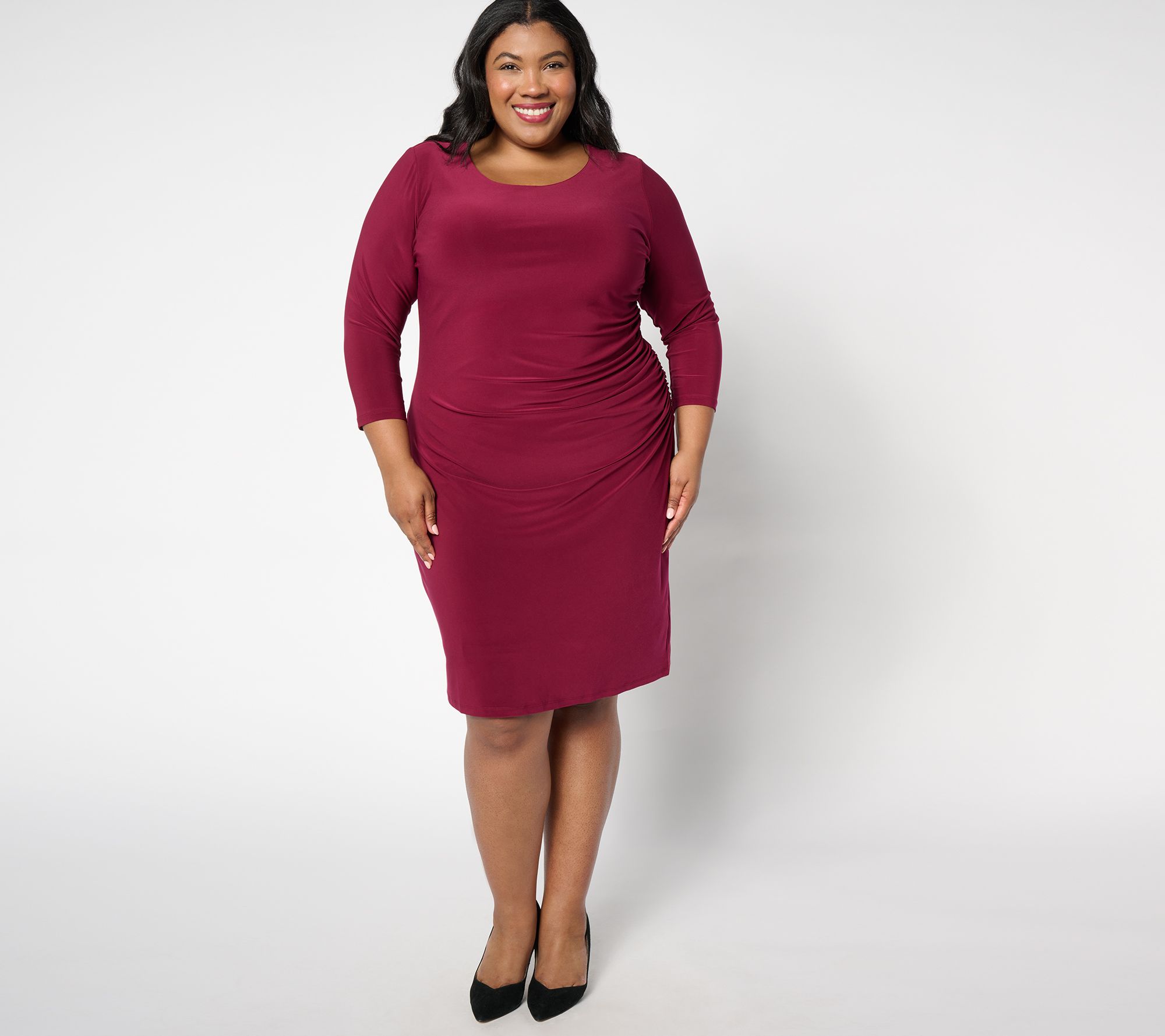 "As Is" Dennis Basso Petite Italia Knit Ruched Dress