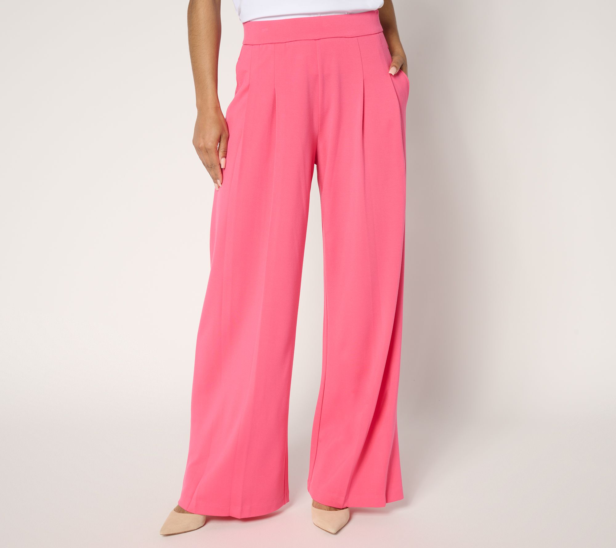 Isaac Mizrahi Live! Petite Sublime Stretch Ponte Wide Leg Pants