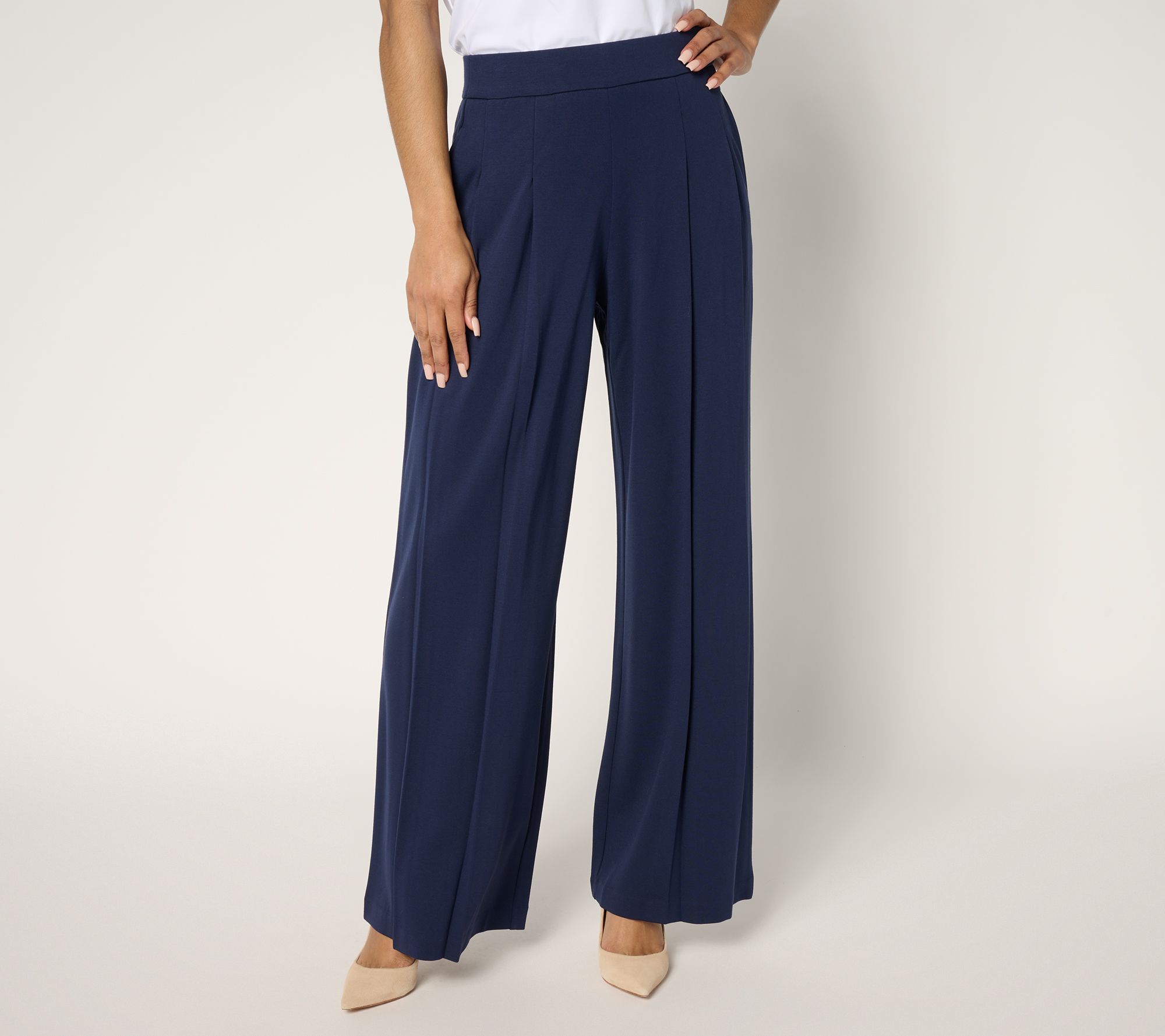 Isaac Mizrahi Live! Petite Sublime Stretch Ponte Wide Leg Pants
