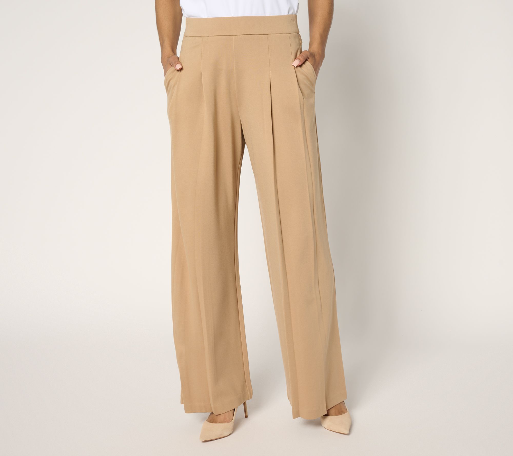 Isaac Mizrahi Live! Petite Sublime Stretch Ponte Wide Leg Pants